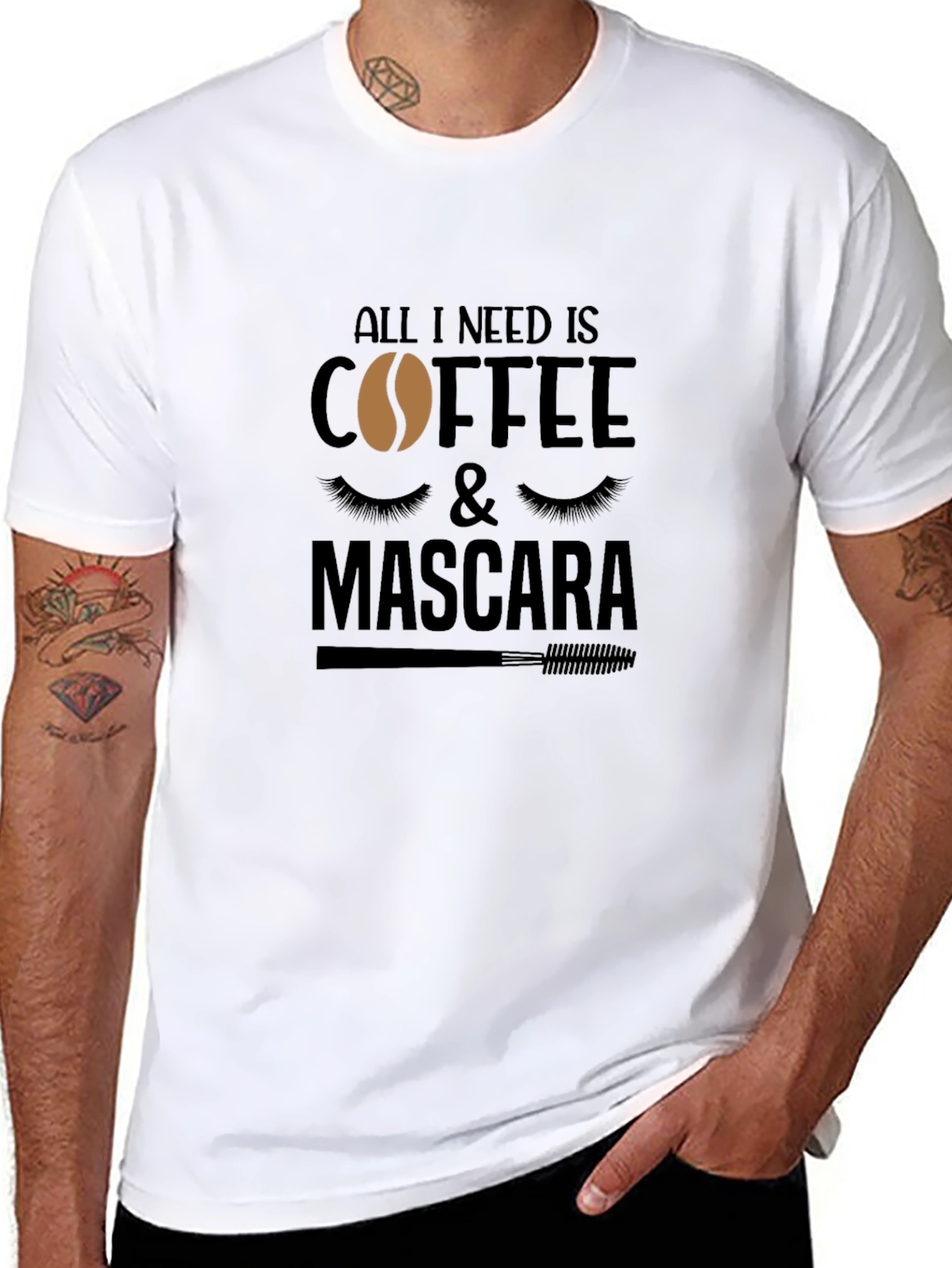 Black Coffee & Mascara Graphic Tee - Relaxed Fit Black T-Shirt view 8