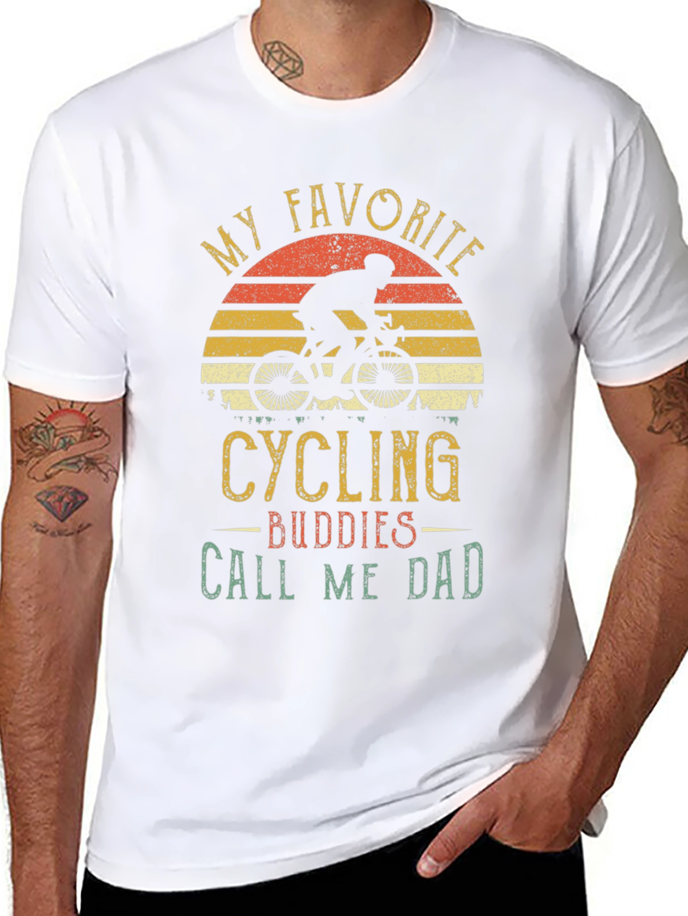 Black Cycling Buddies Call Me Dad Graphic Tee view 8