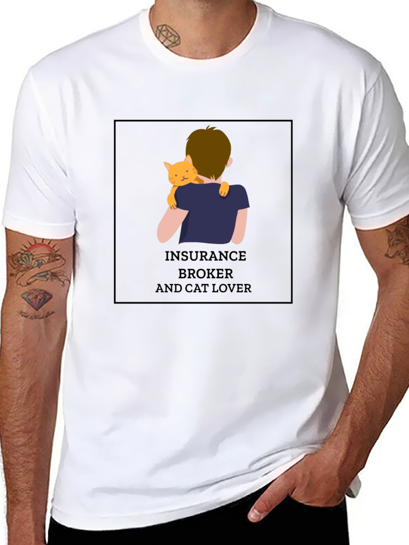 Black Insurance Broker & Cat Lover T-Shirt view 8