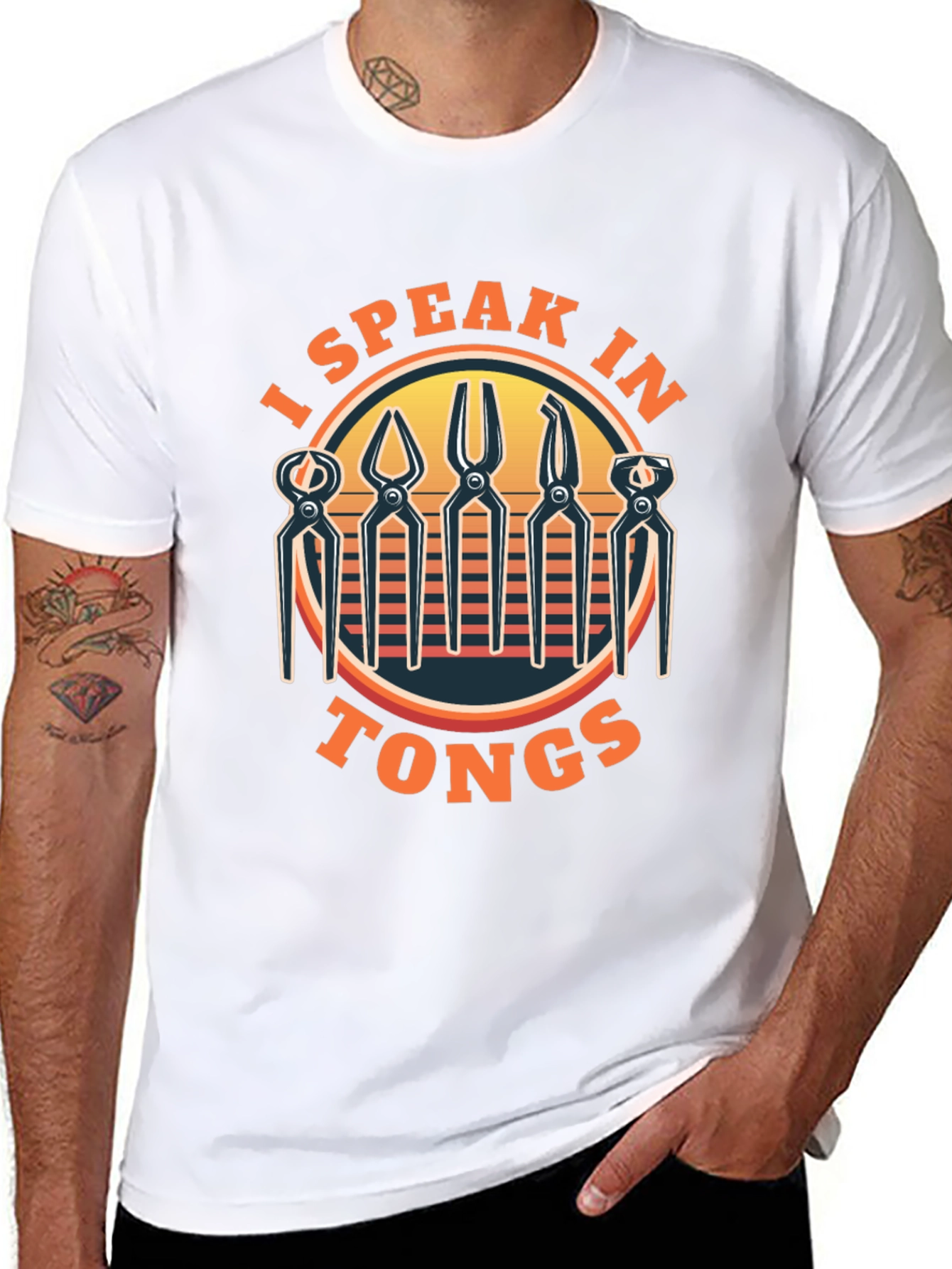 Black I Speak In Tongs Black Graphic Tee view 8