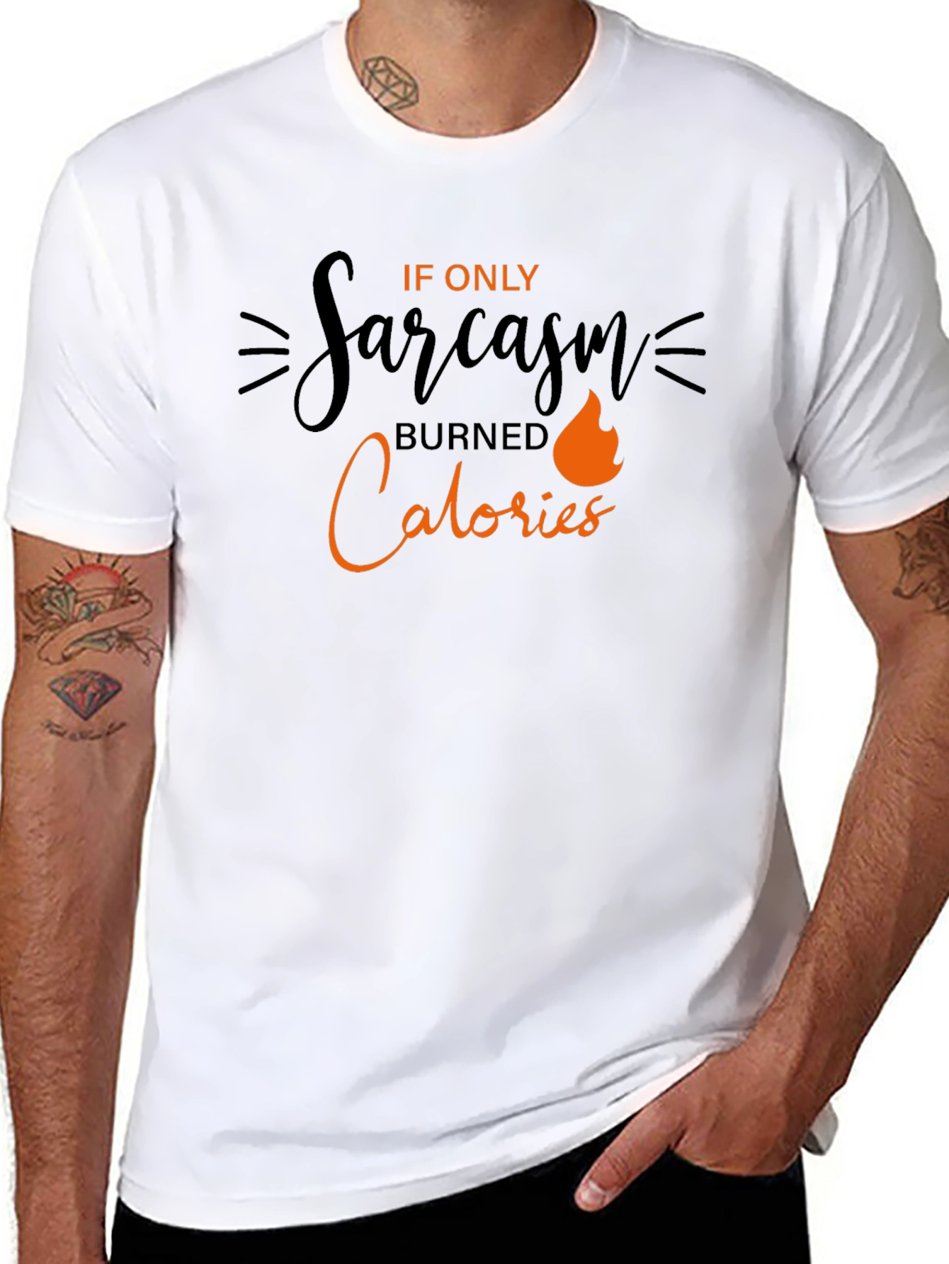 Black Sarcasm Burns Calories Graphic Tee view 8
