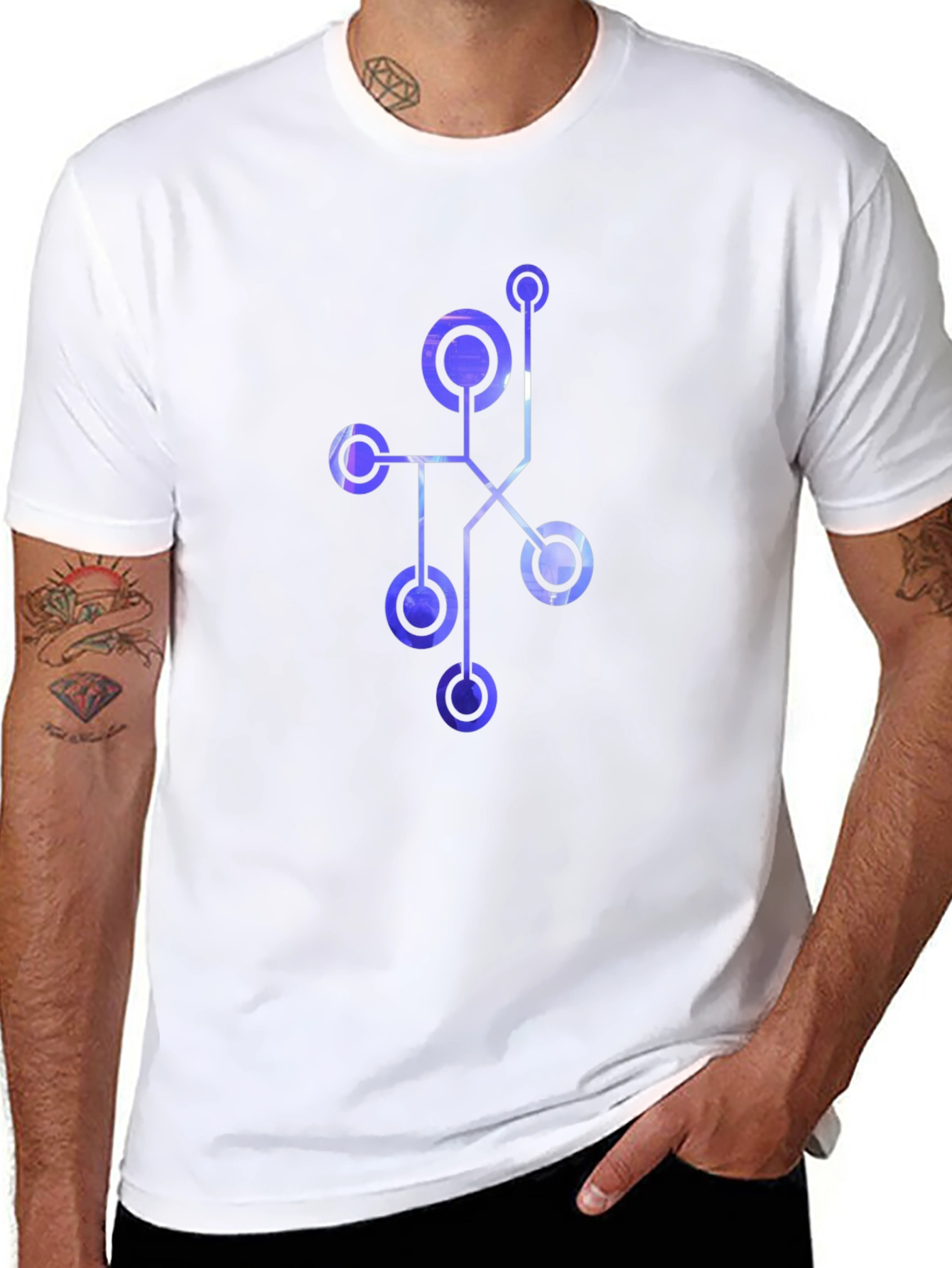 Abstract Geometric Design Men's Black T-Shirt - 8