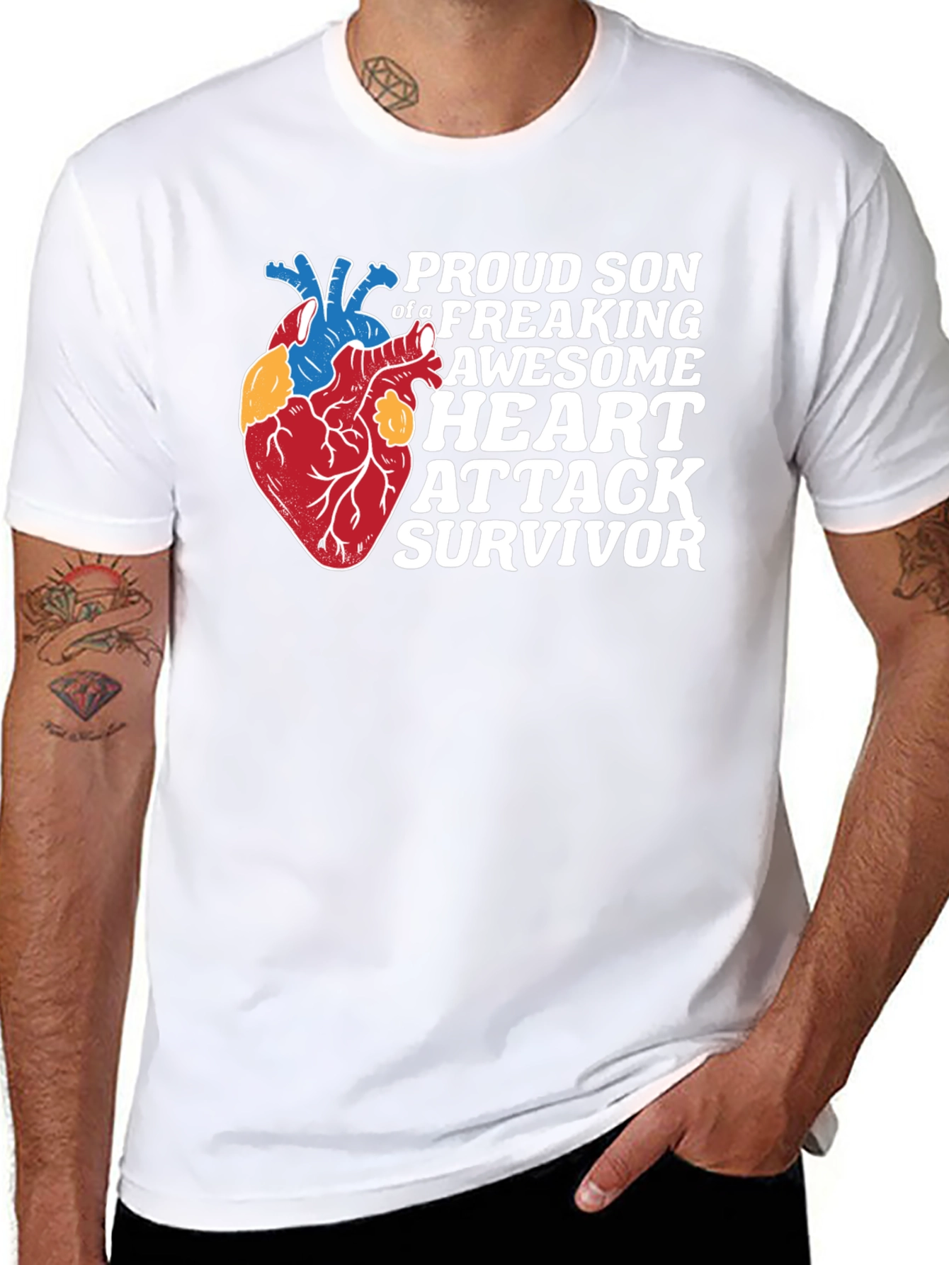 Black Proud Son Heart Attack Survivor Graphic Tee view 8