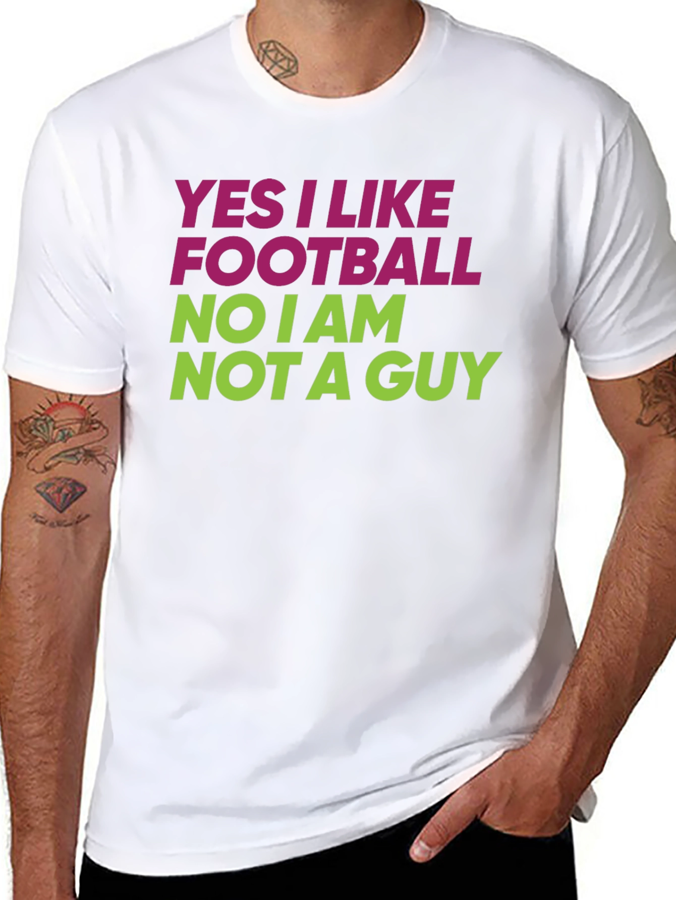 Black Funny Football Fan T-Shirt - Yes I Like Football, No I am Not A Guy view 8