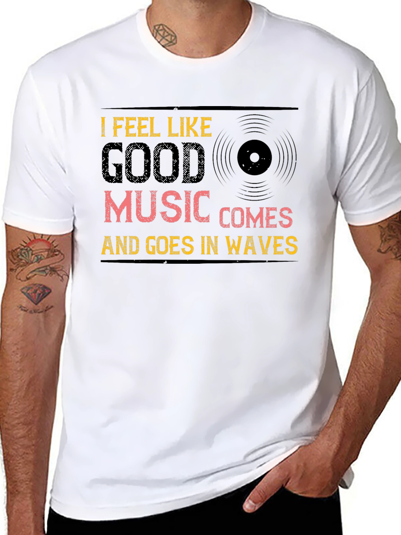 Black I Feel Like Good Music T-Shirt view 8