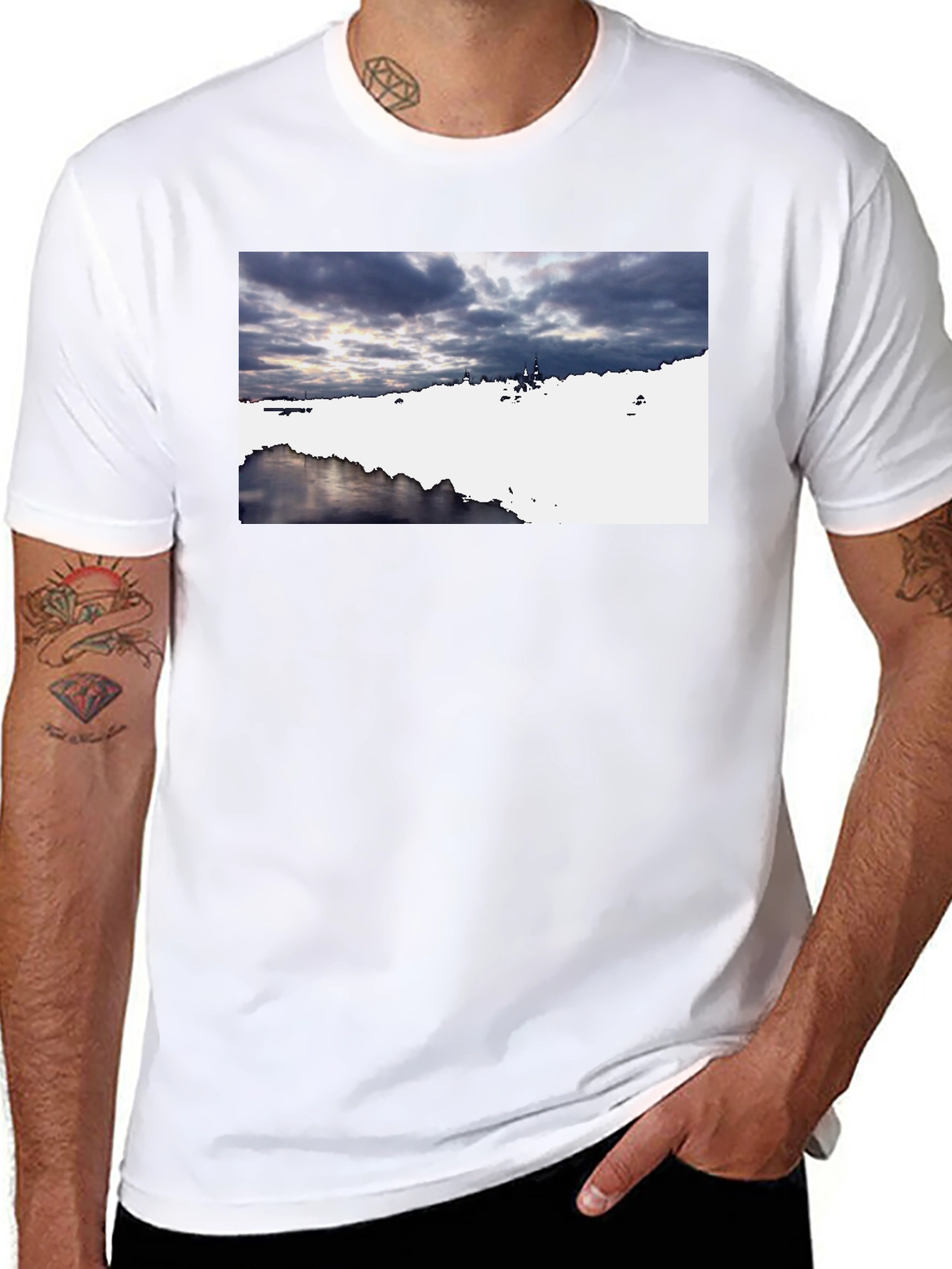 Black Scenic Landscape Graphic Tee - Black view 8