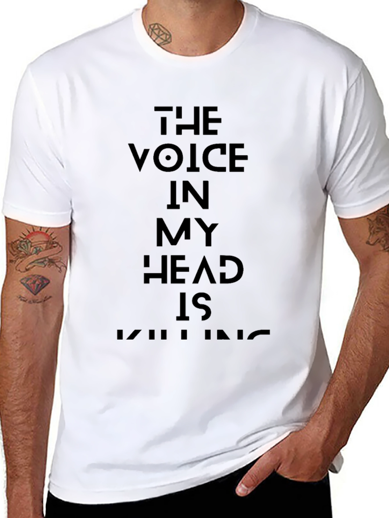 Black Voice in My Head Graphic Tee - Black Cotton T-Shirt view 8