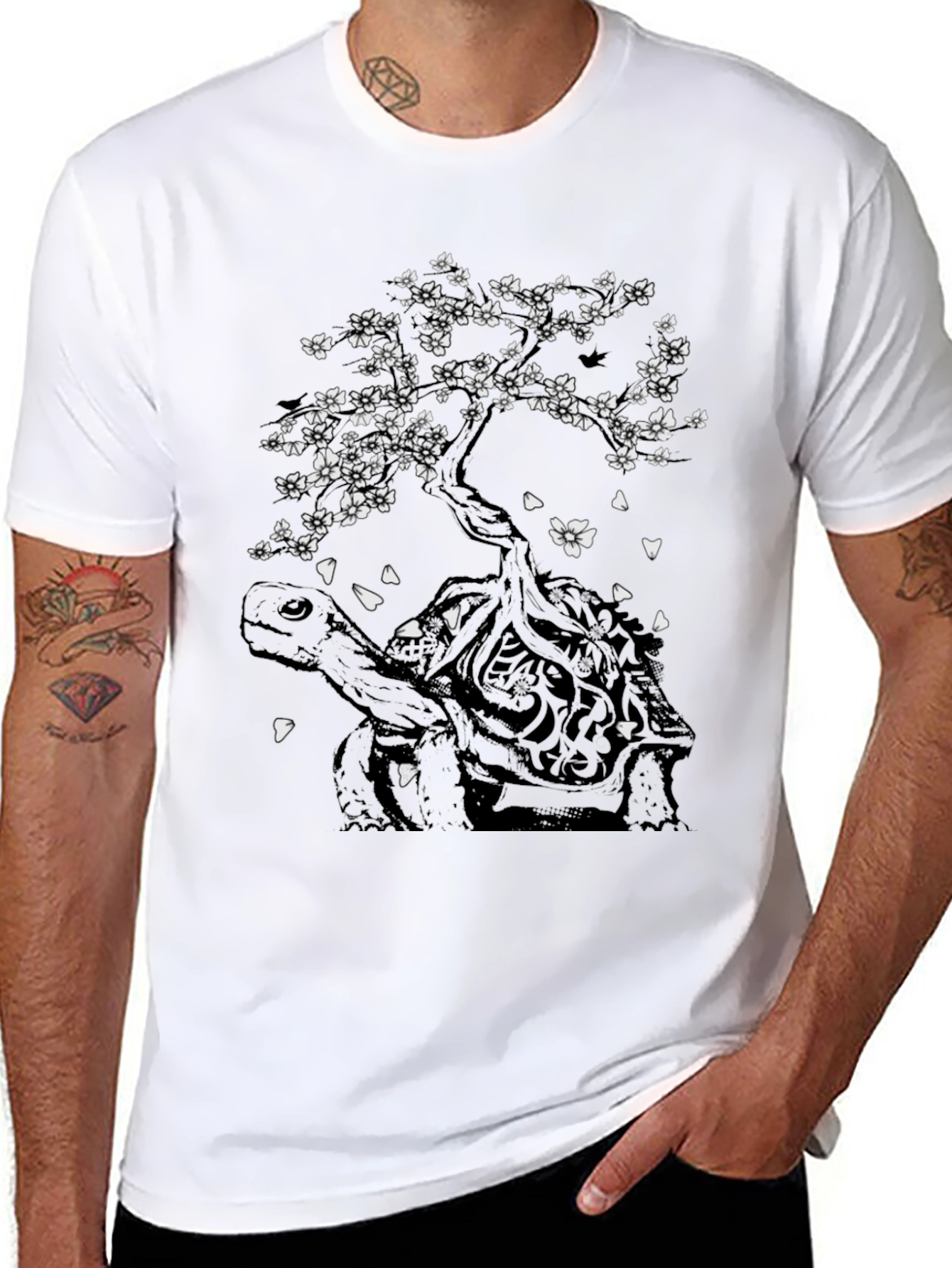 Black Turtle & Tree Graphic Tee - Nature Inspired Style view 8