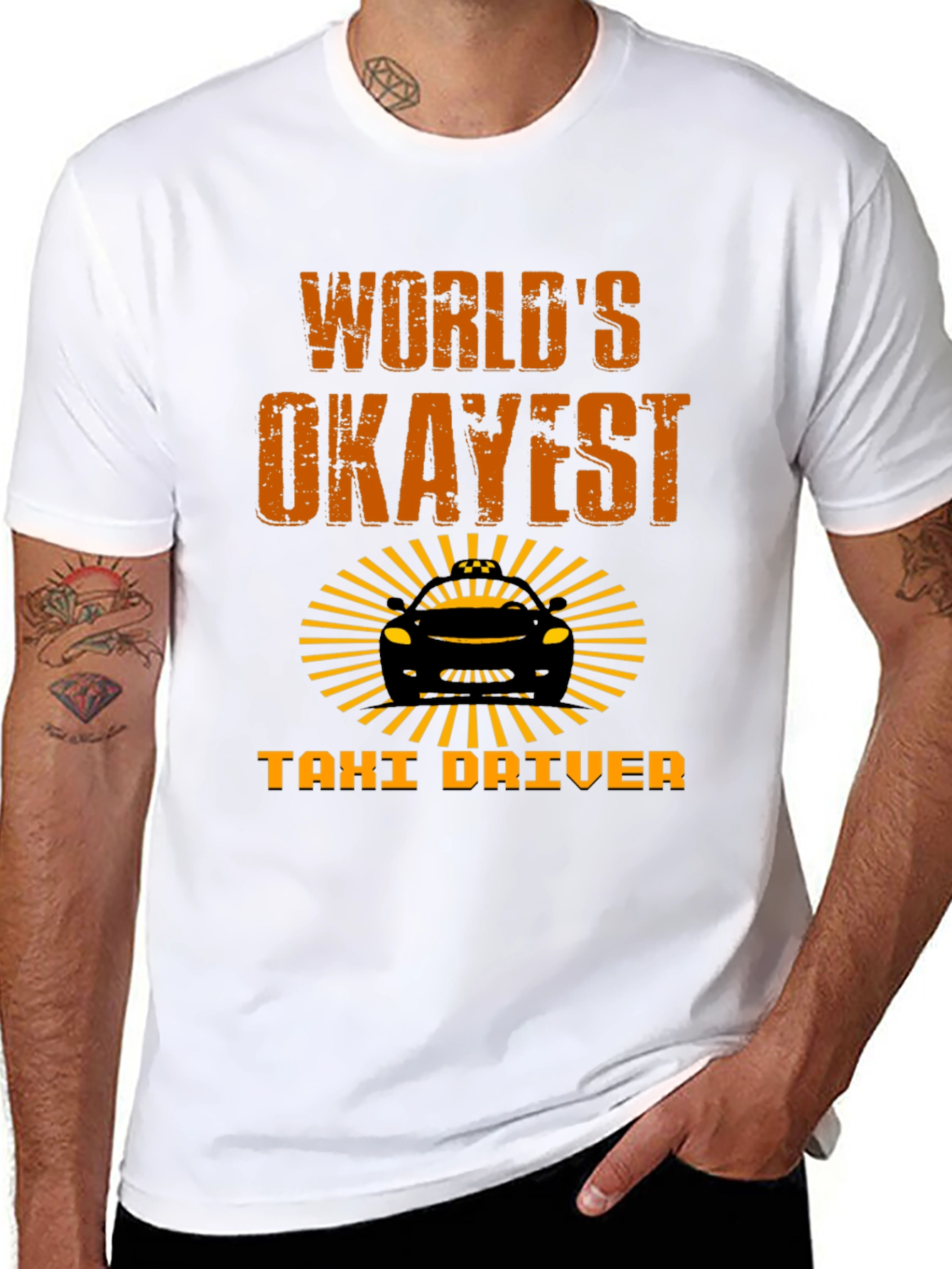 Black World's Okayest Taxi Driver T-Shirt - Funny Novelty Tee view 8