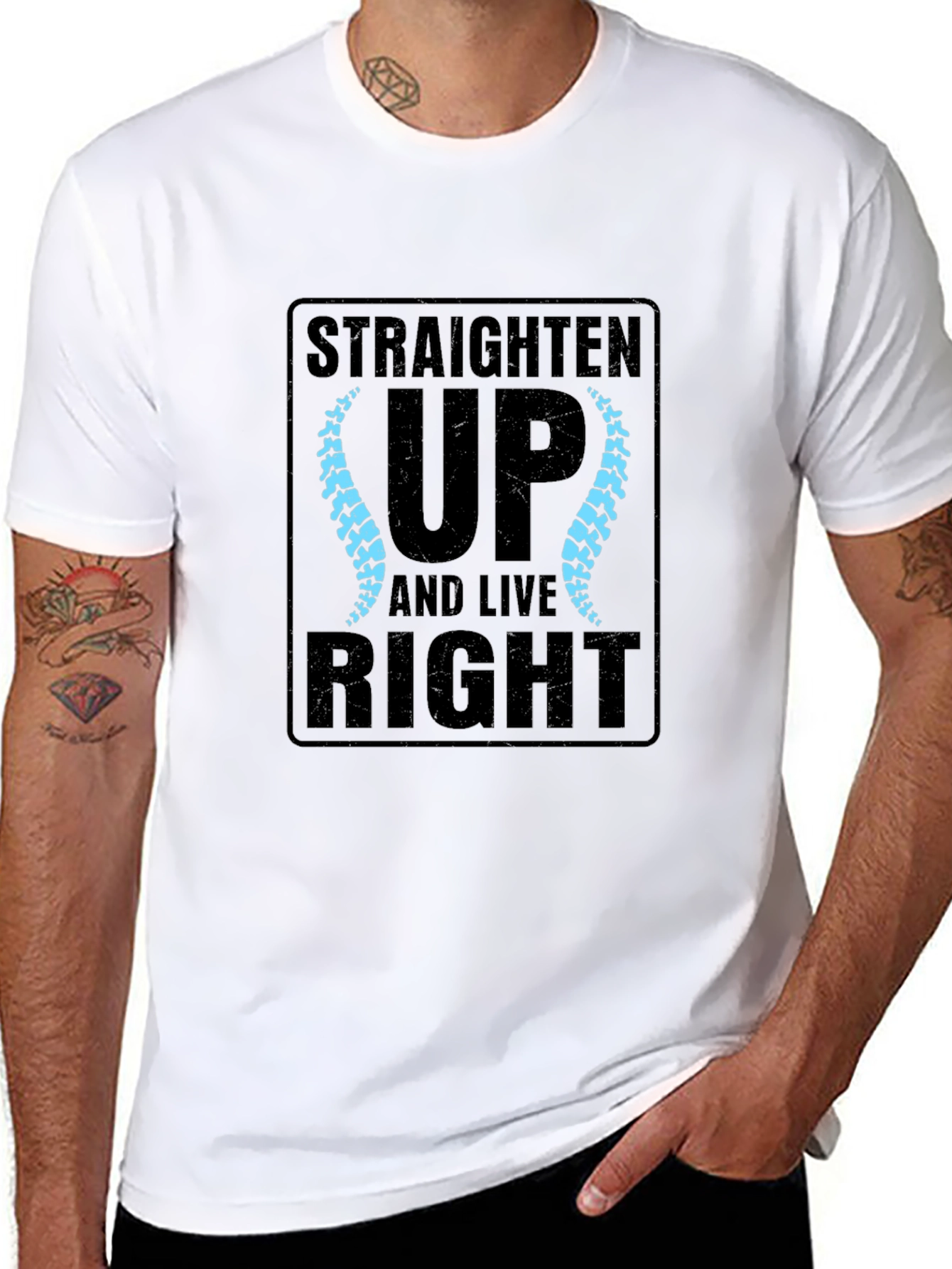 Black Straighten Up Chiropractic T-Shirt view 8