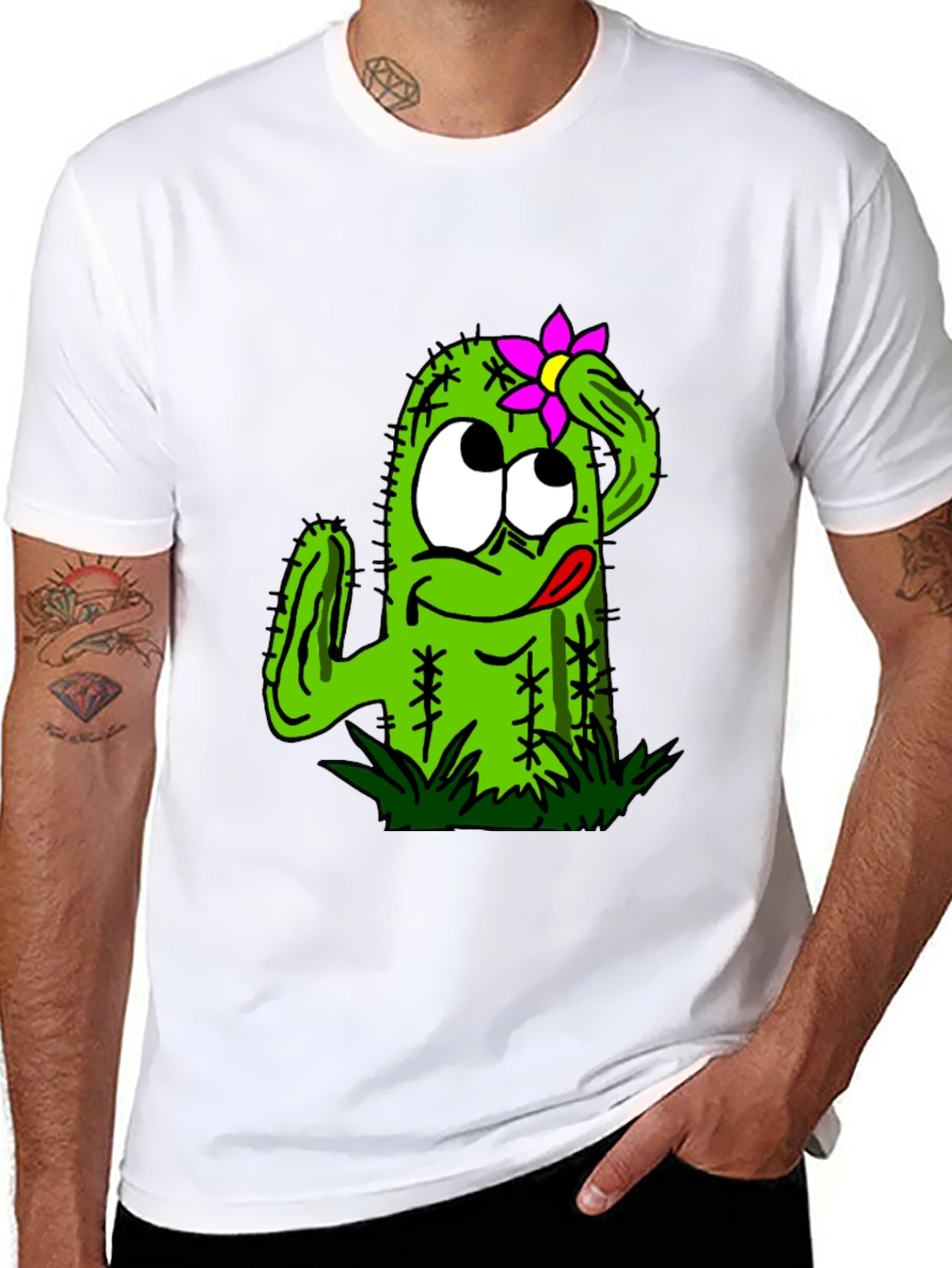 Black Funny Cactus Graphic Tee - Black Unisex T-Shirt view 8