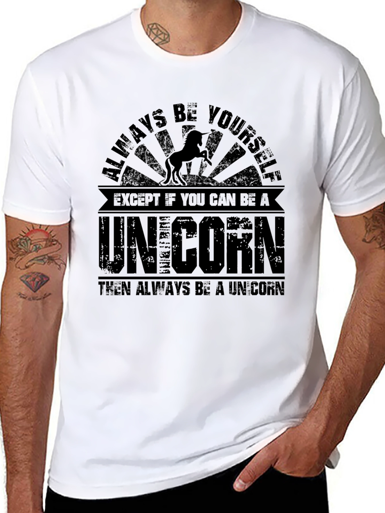 Black Always Be Yourself Unicorn T-Shirt view 8