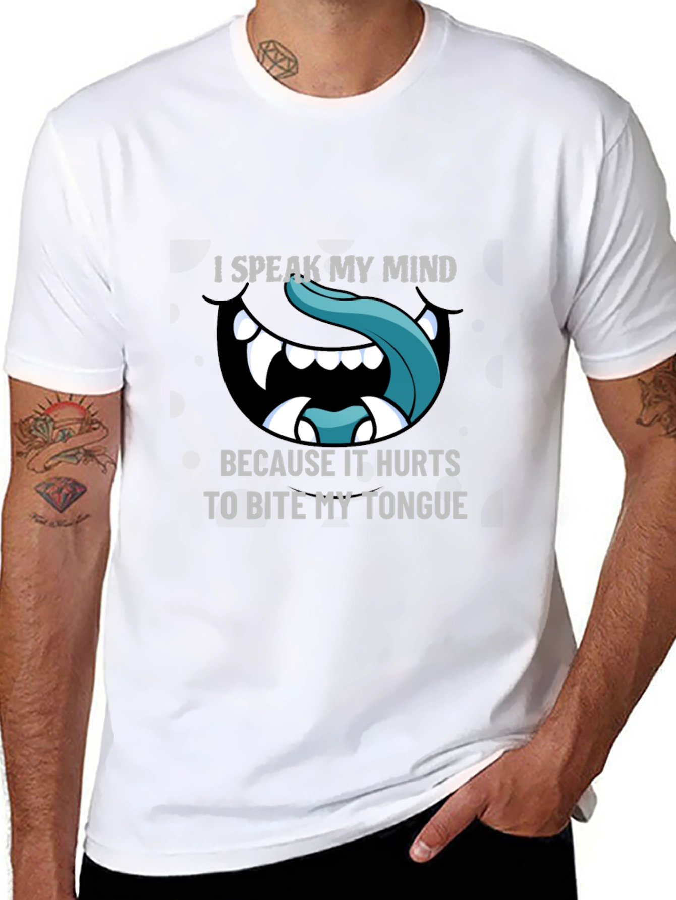 Black Speak My Mind Graphic Tee - Funny Tongue Bite Shirt view 8