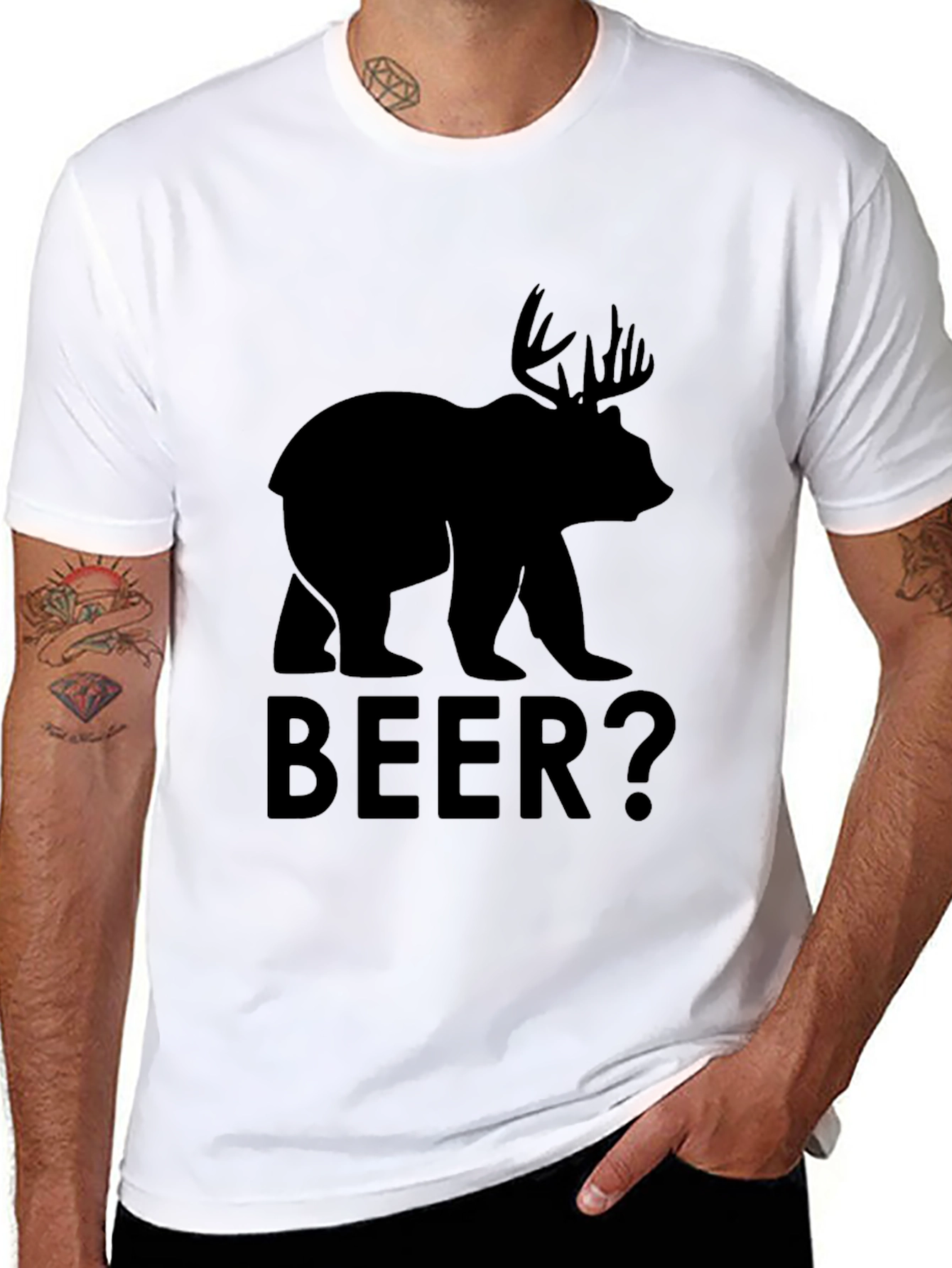 Black Bear Moose "BEER?" Graphic T-Shirt view 8