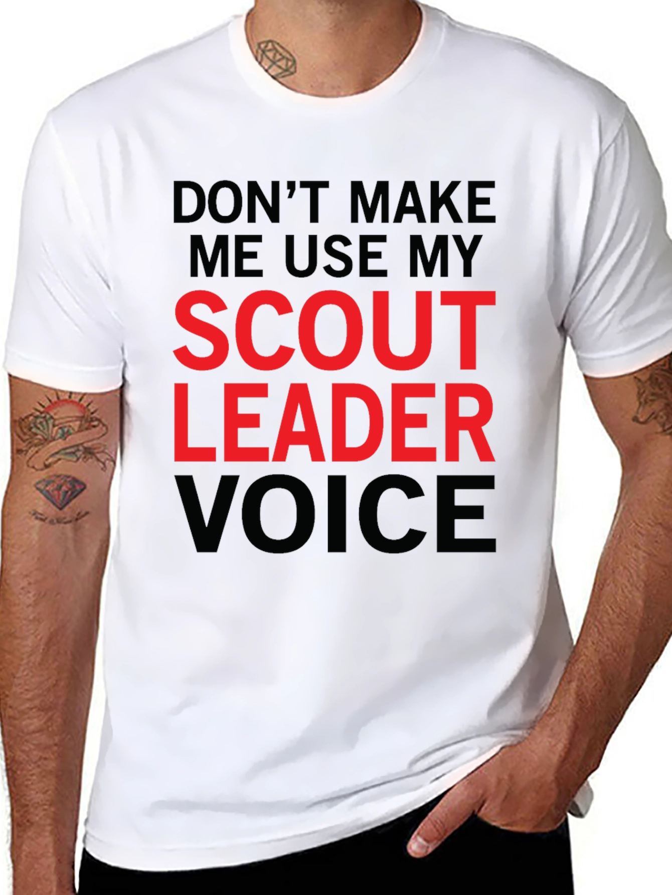 Black Scout Leader Voice Graphic Tee - Funny Men's T-Shirt view 8