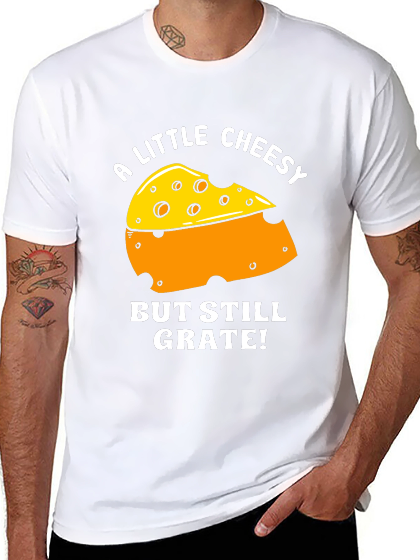 Black Cheesy Pun T-Shirt - 'But Still Grate!' Tee view 8