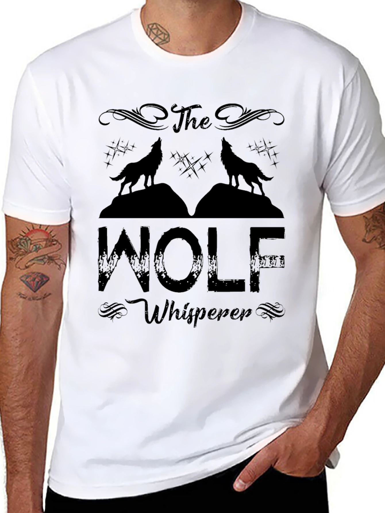 Black The Wolf Whisperer Graphic T-Shirt view 8
