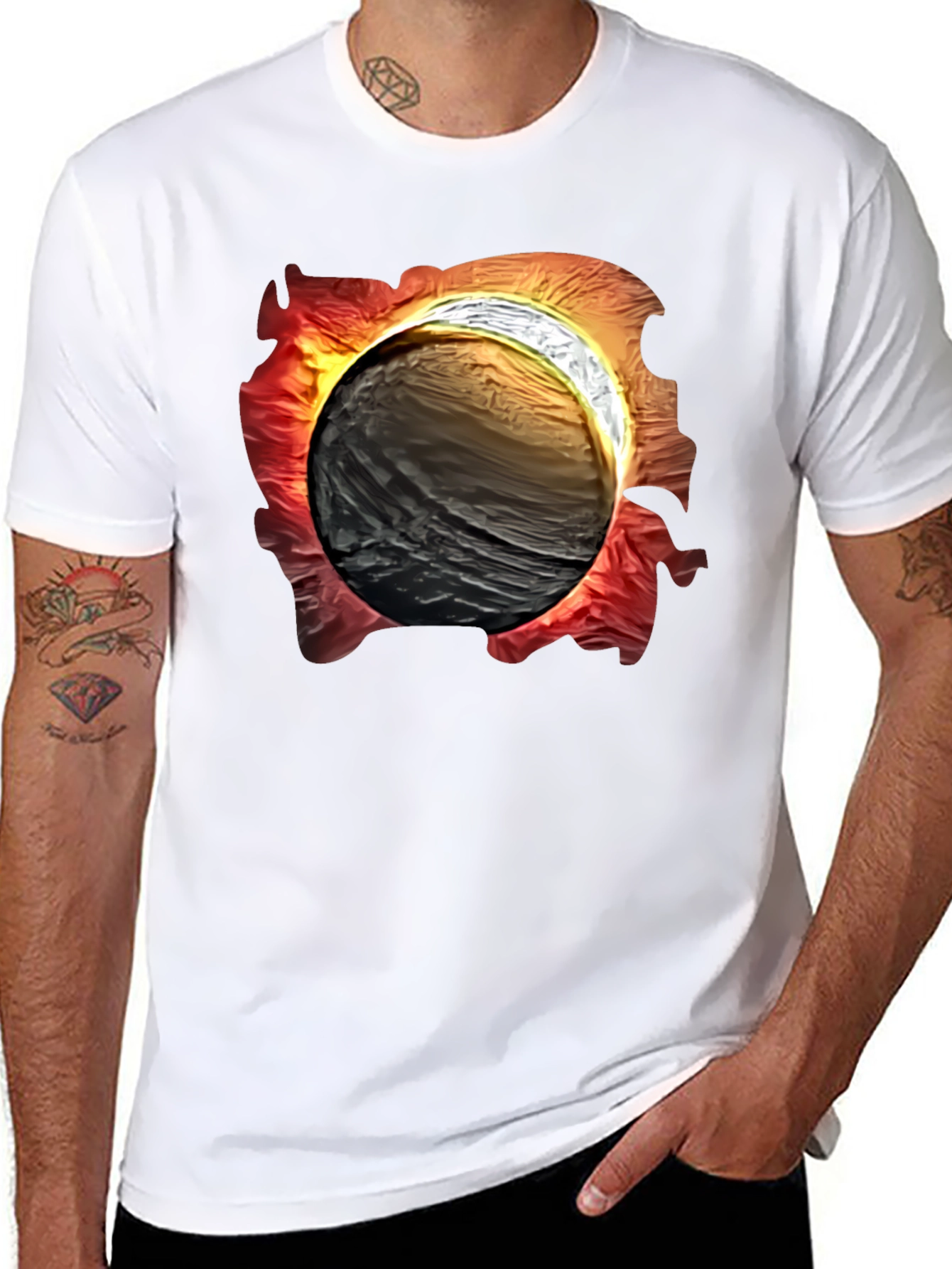 Black Eclipse Graphic Tee - Men's Black T-Shirt view 8