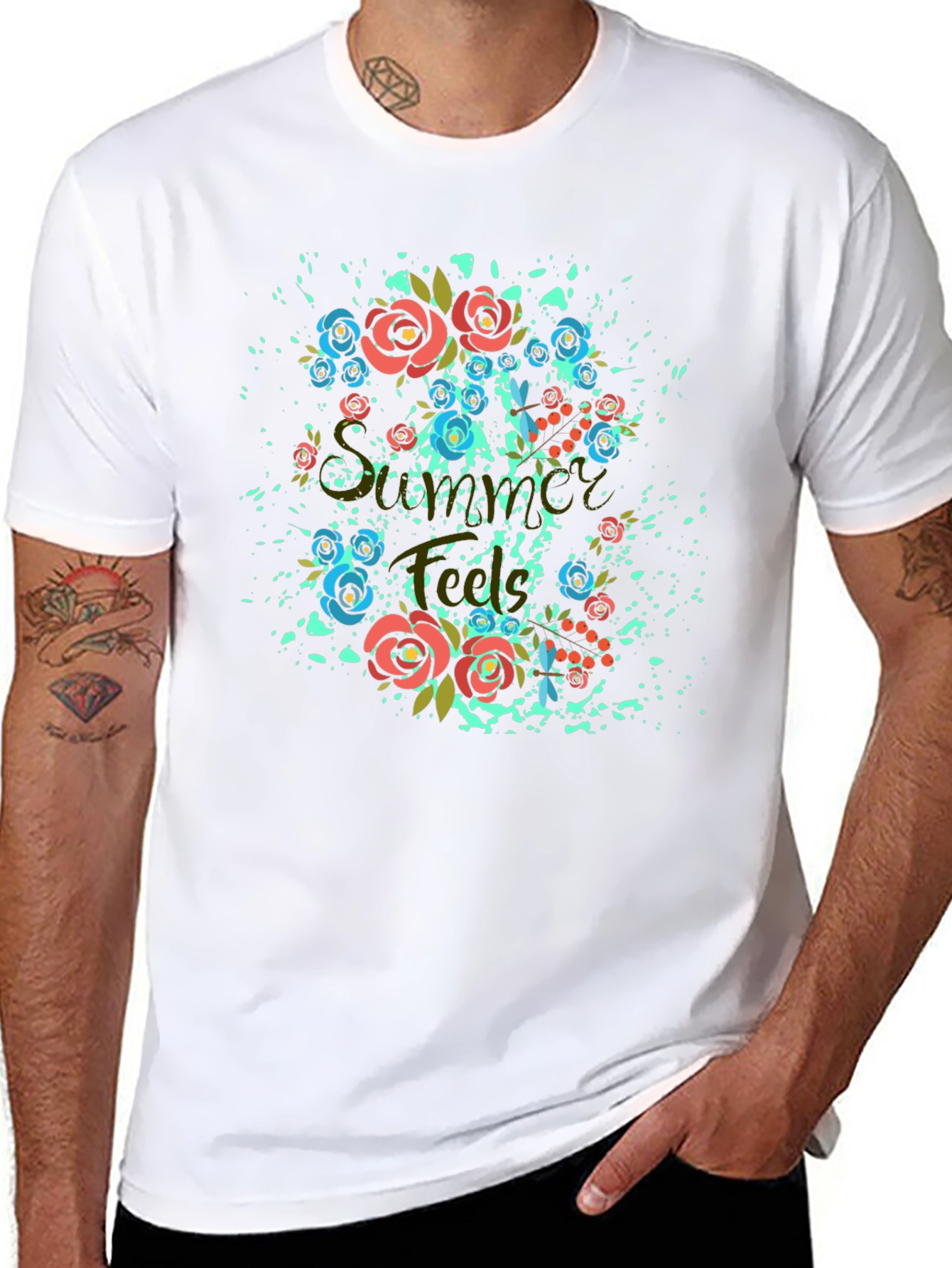 Black Floral Summer T-Shirt - Stylish Black Tee view 8