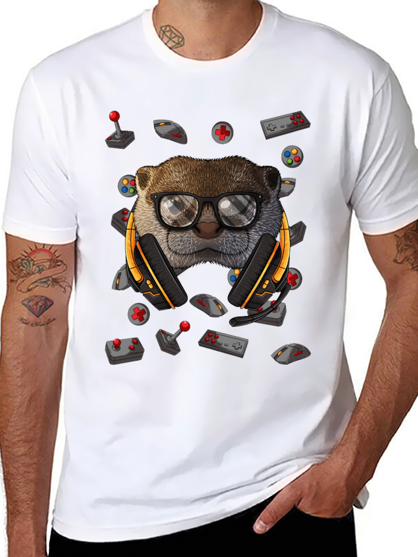 Black Gamer Otter Graphic Tee - Playful Style view 8