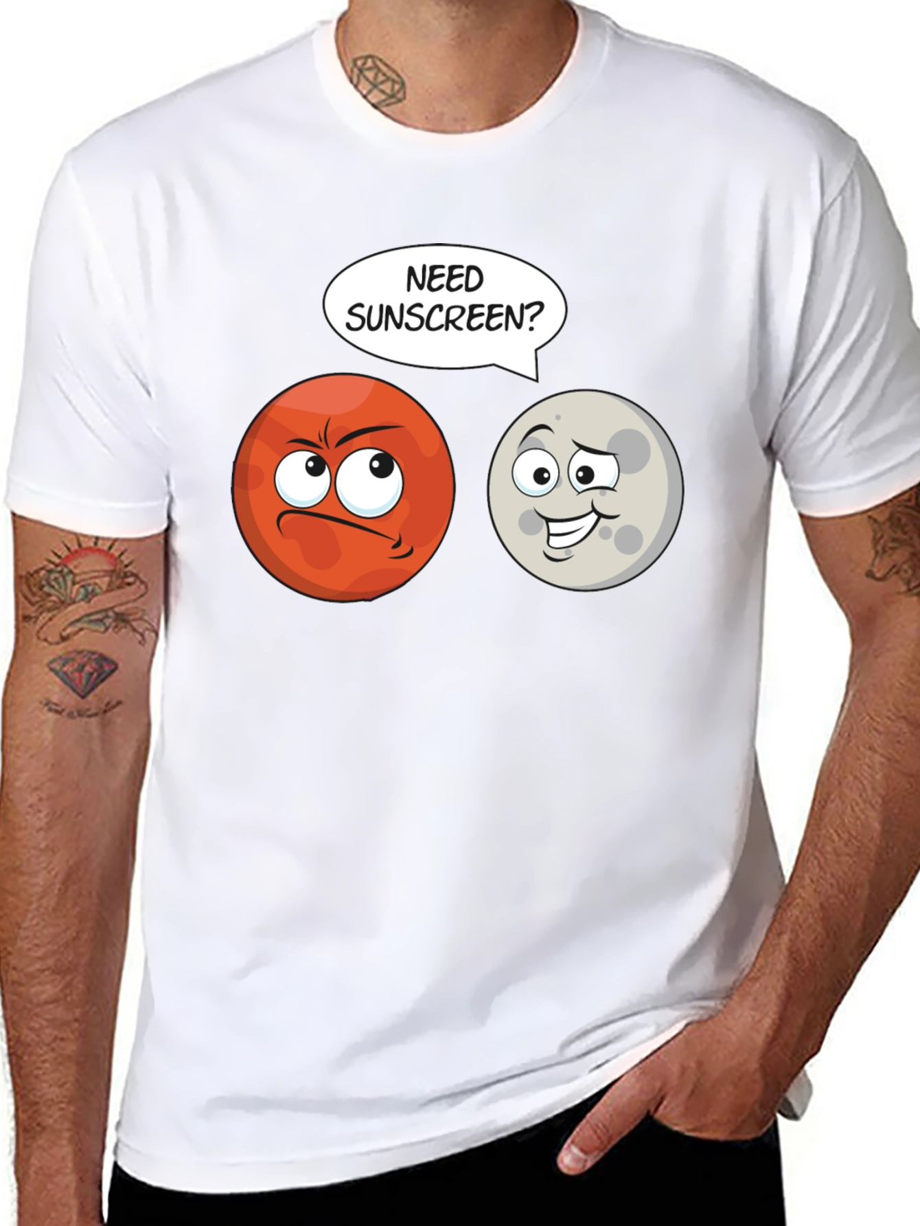 Black Need Sunscreen? Mars Humor T-Shirt view 8