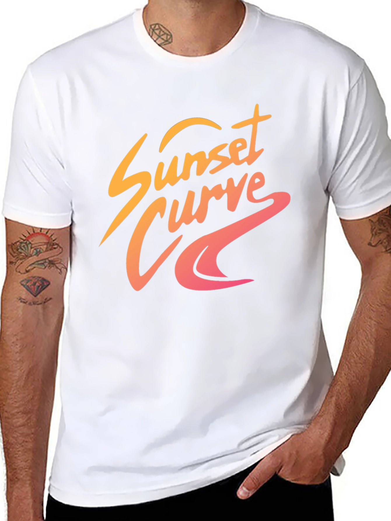 Black Sunset Curve Graphic Tee - Retro Style view 8