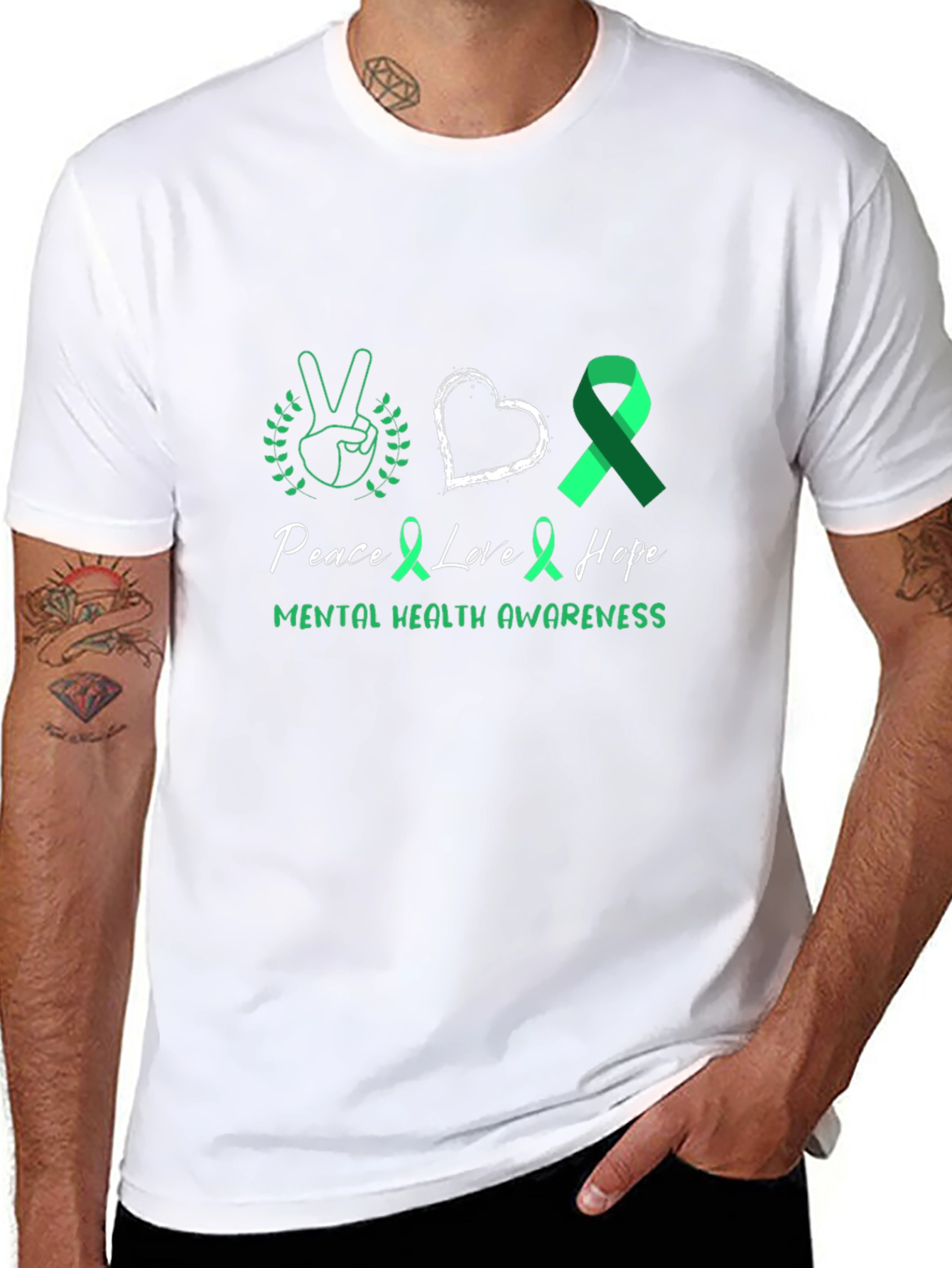 Black Mental Health Awareness Peace Love Hope T-Shirt view 8