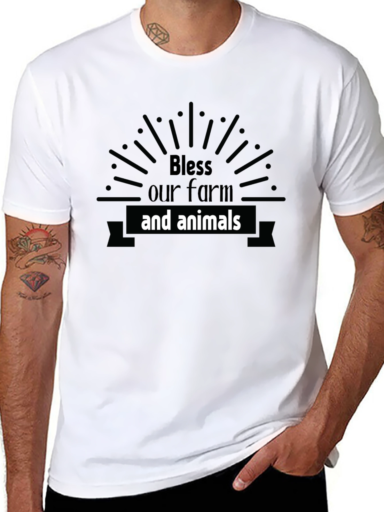Black Bless Our Farm & Animals Black Graphic Tee view 8