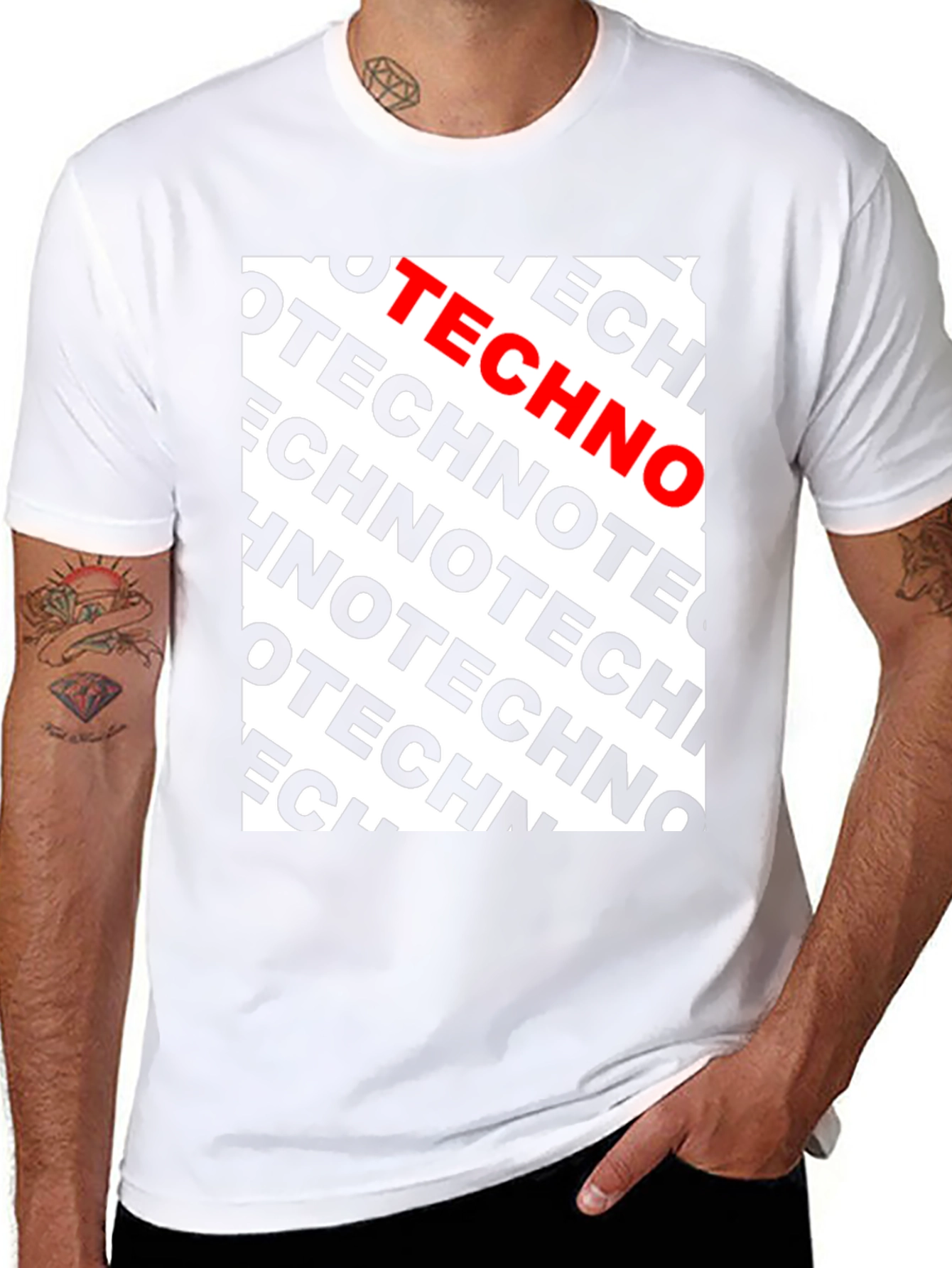 Techno Pattern T-Shirt - Bold Graphic Tee - 8