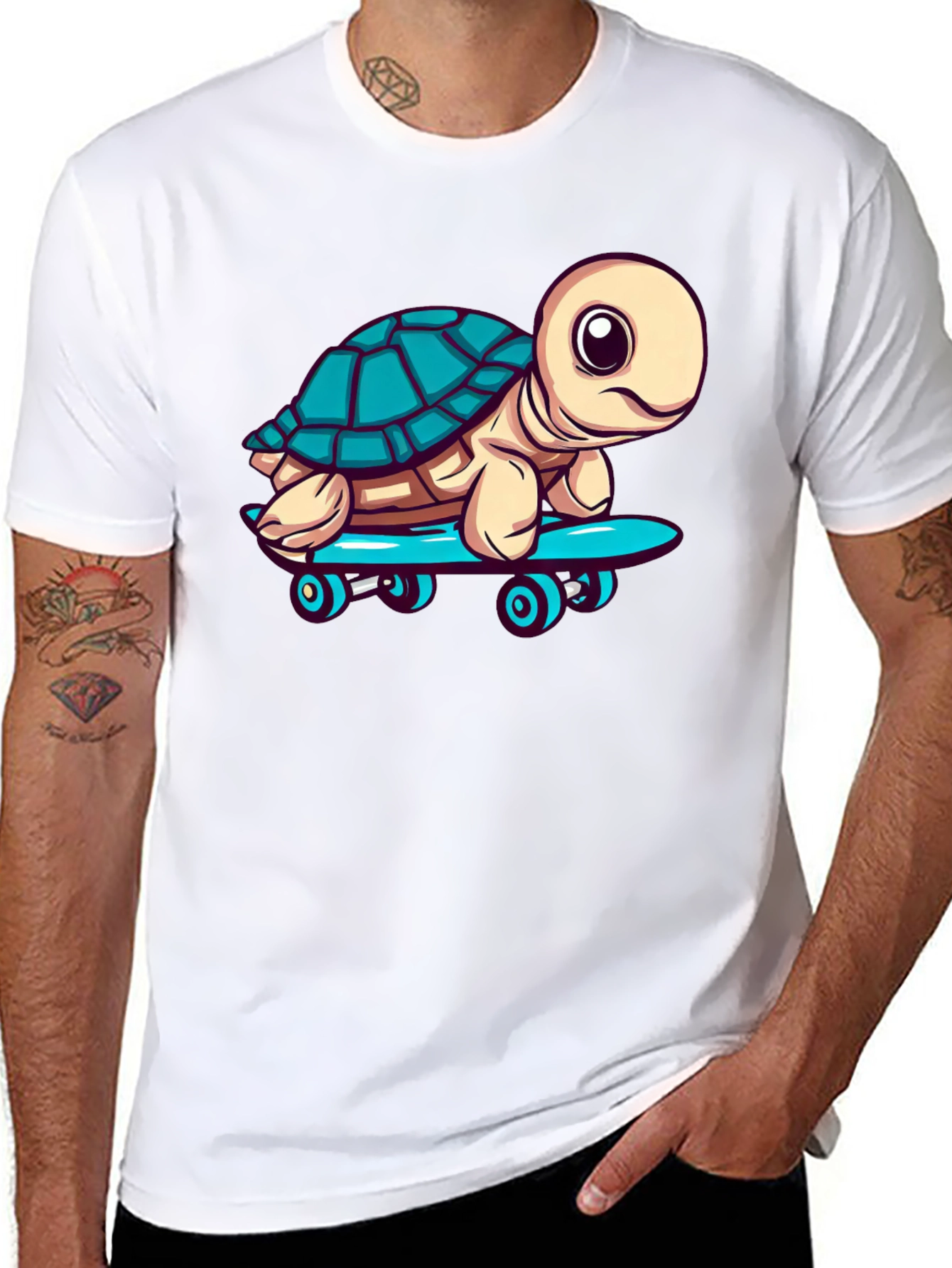 Black Turtle Skateboard Graphic T-Shirt view 8