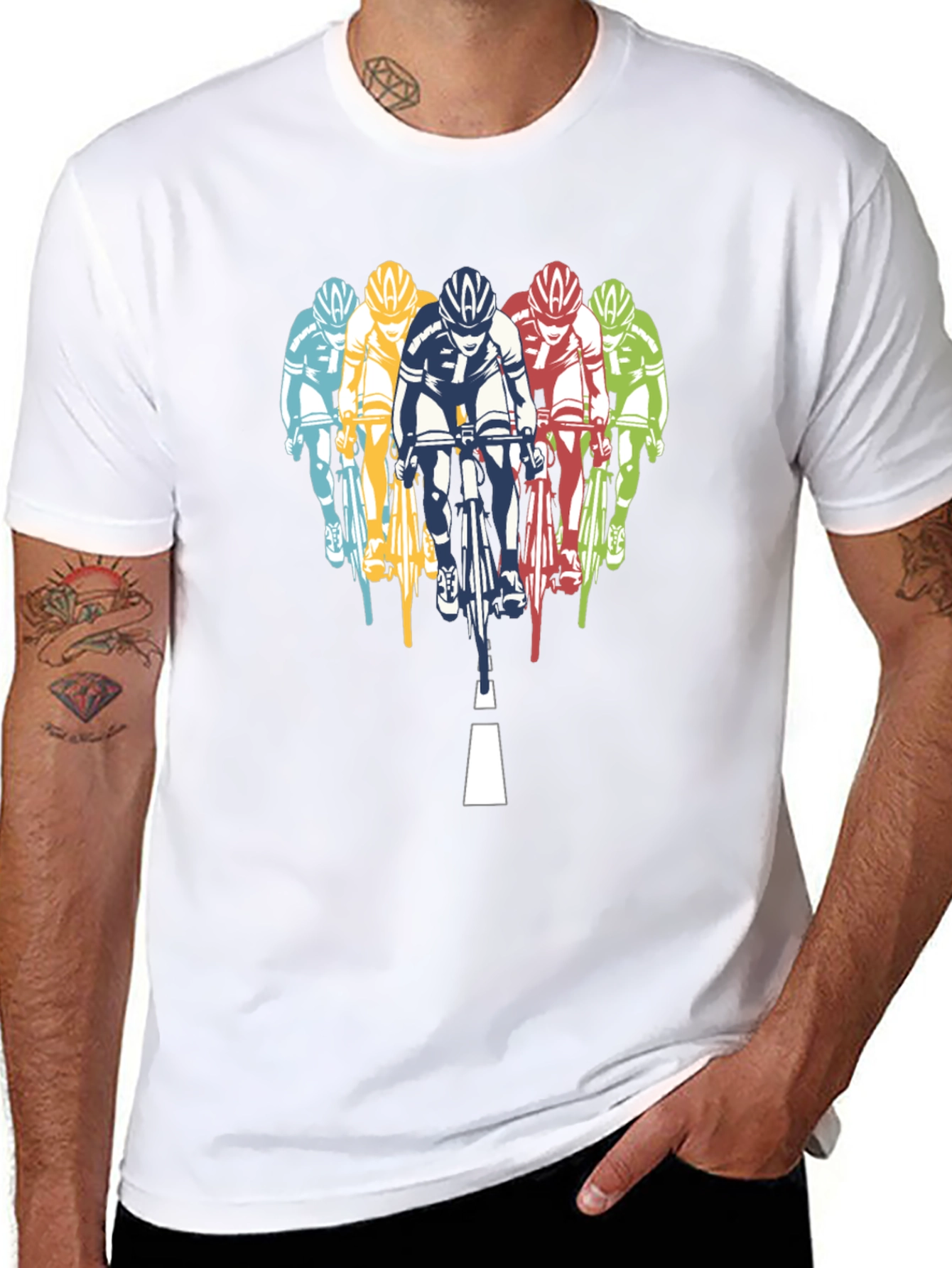 Black Cycling Team Graphic T-Shirt - Black view 8