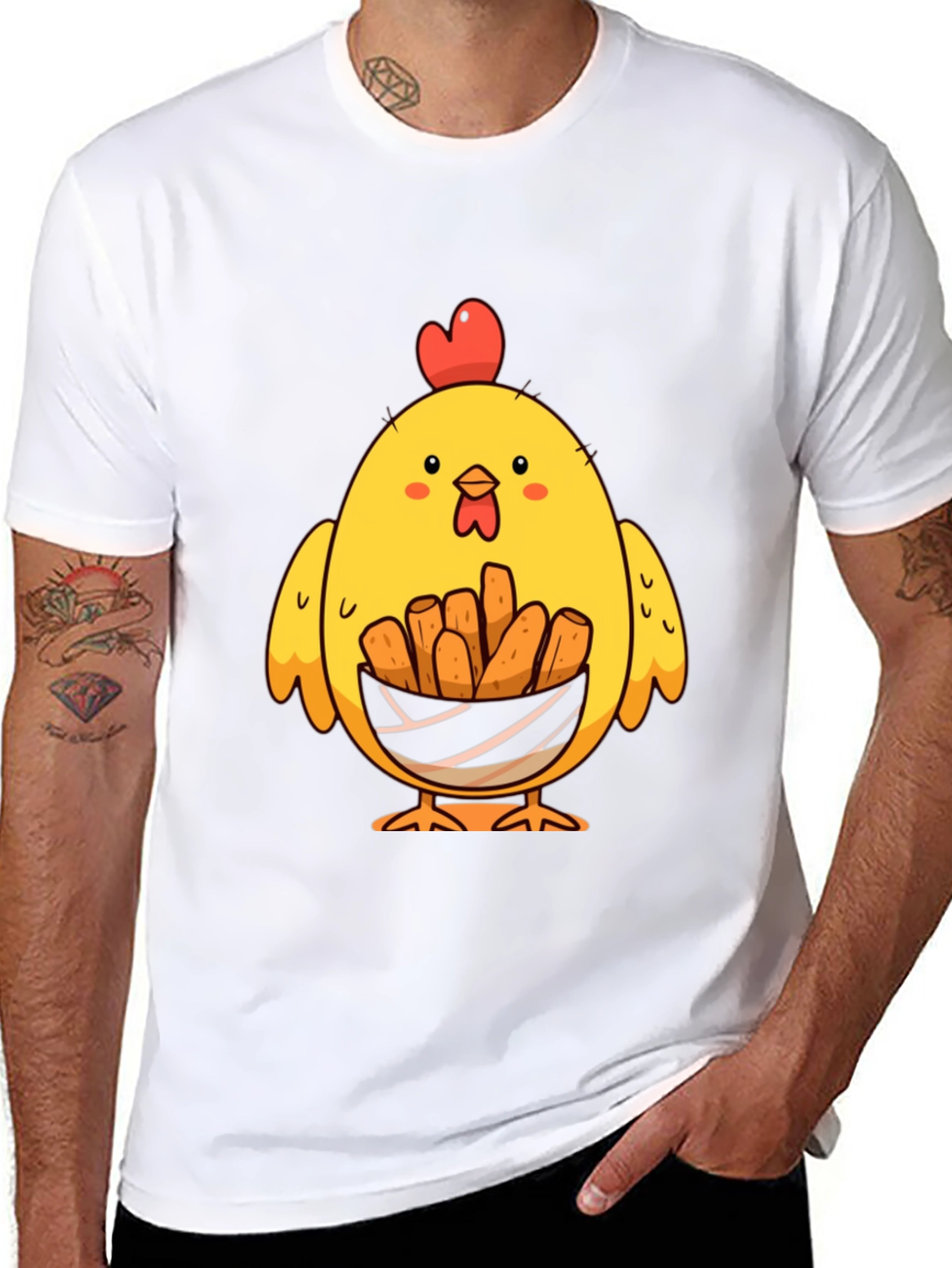 Black Chicken Nugget Lover T-Shirt - Cute Cartoon Chick view 8