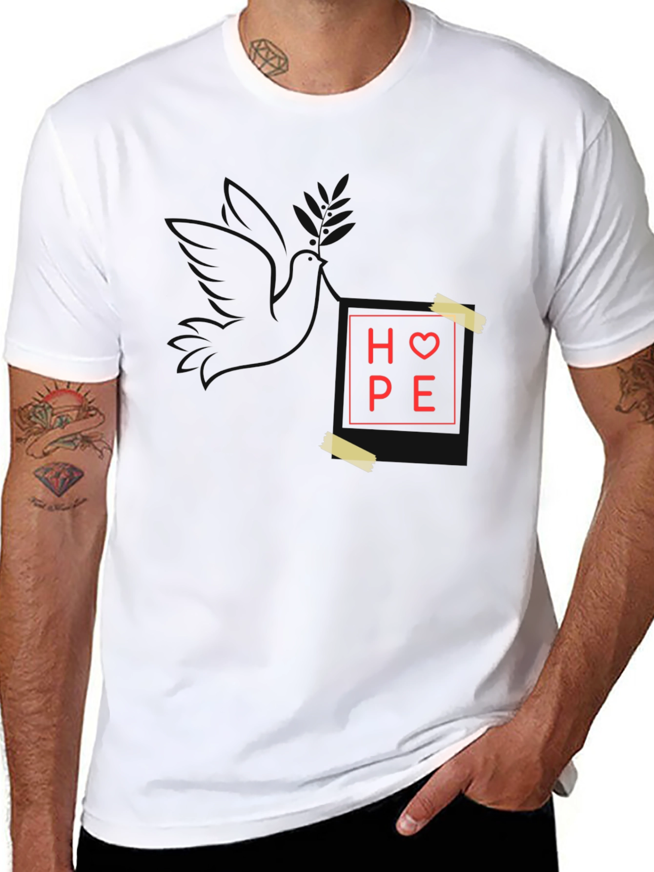 Black Hope Dove Graphic Print Tee - Stylish Comfort view 8
