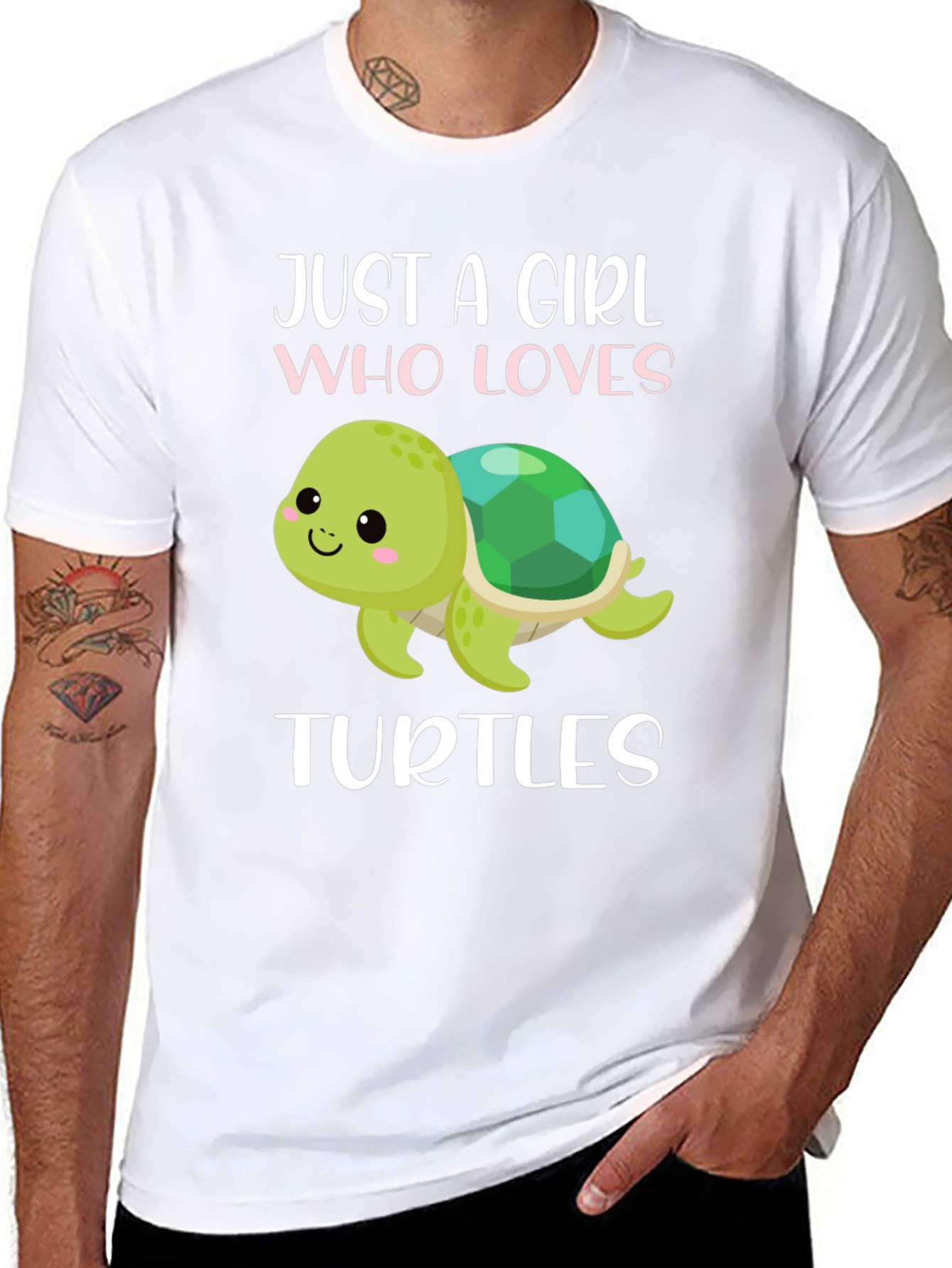 Black Just A Girl Who Loves Turtles T-Shirt view 8
