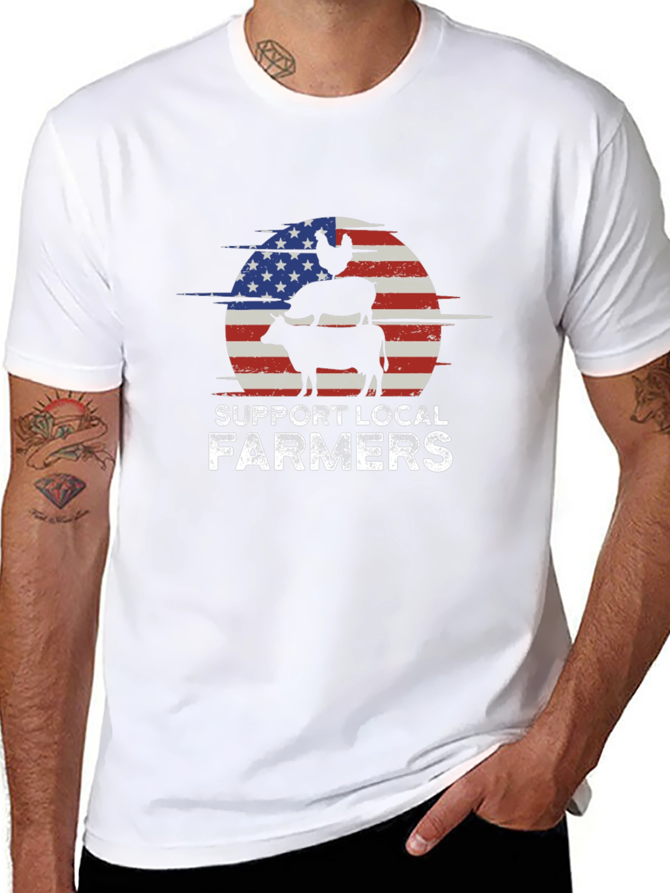 Support Local Farmers T-Shirt | Patriotic Farm Tee - 8