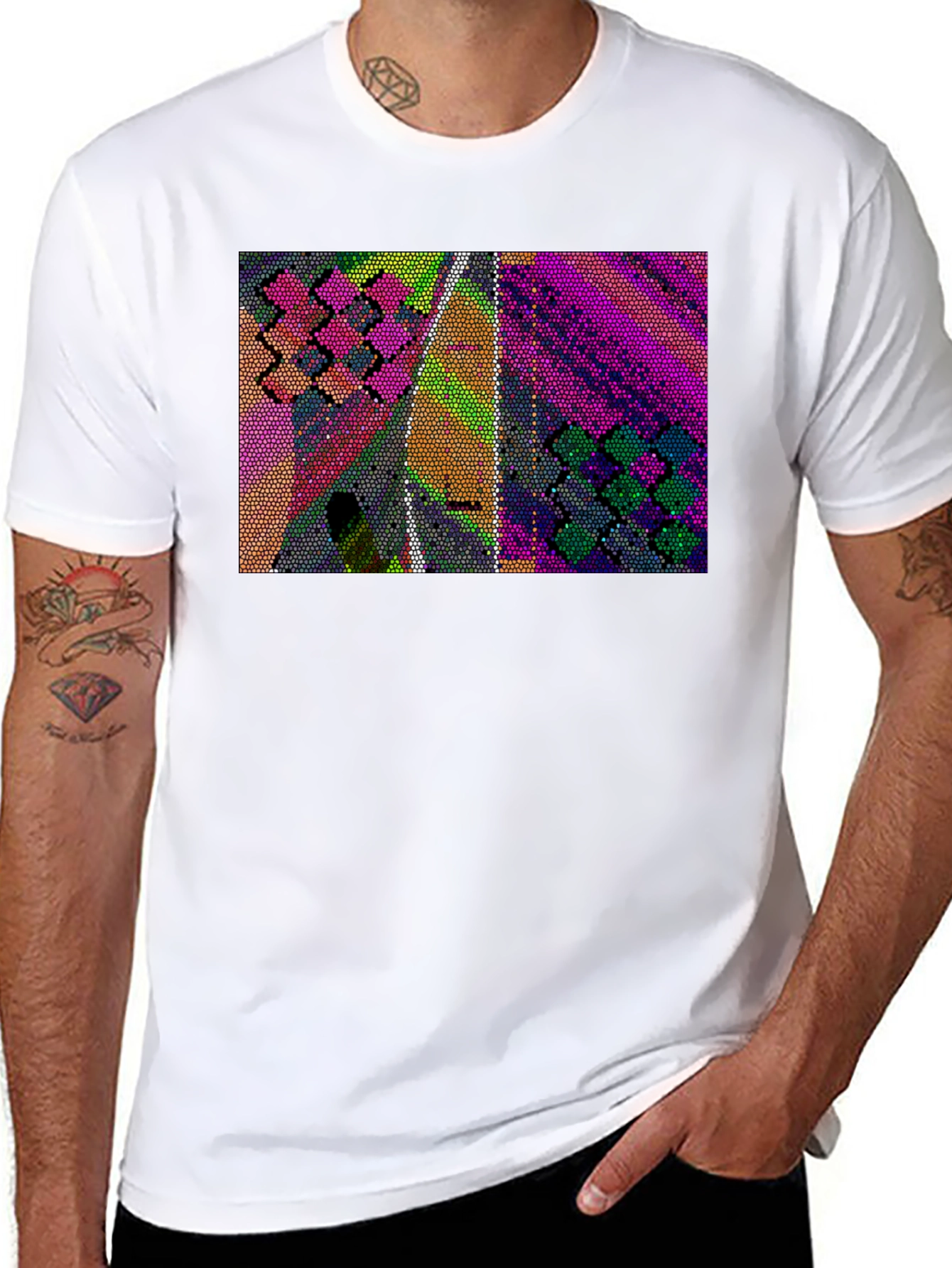 Black Abstract Mosaic T-Shirt view 8