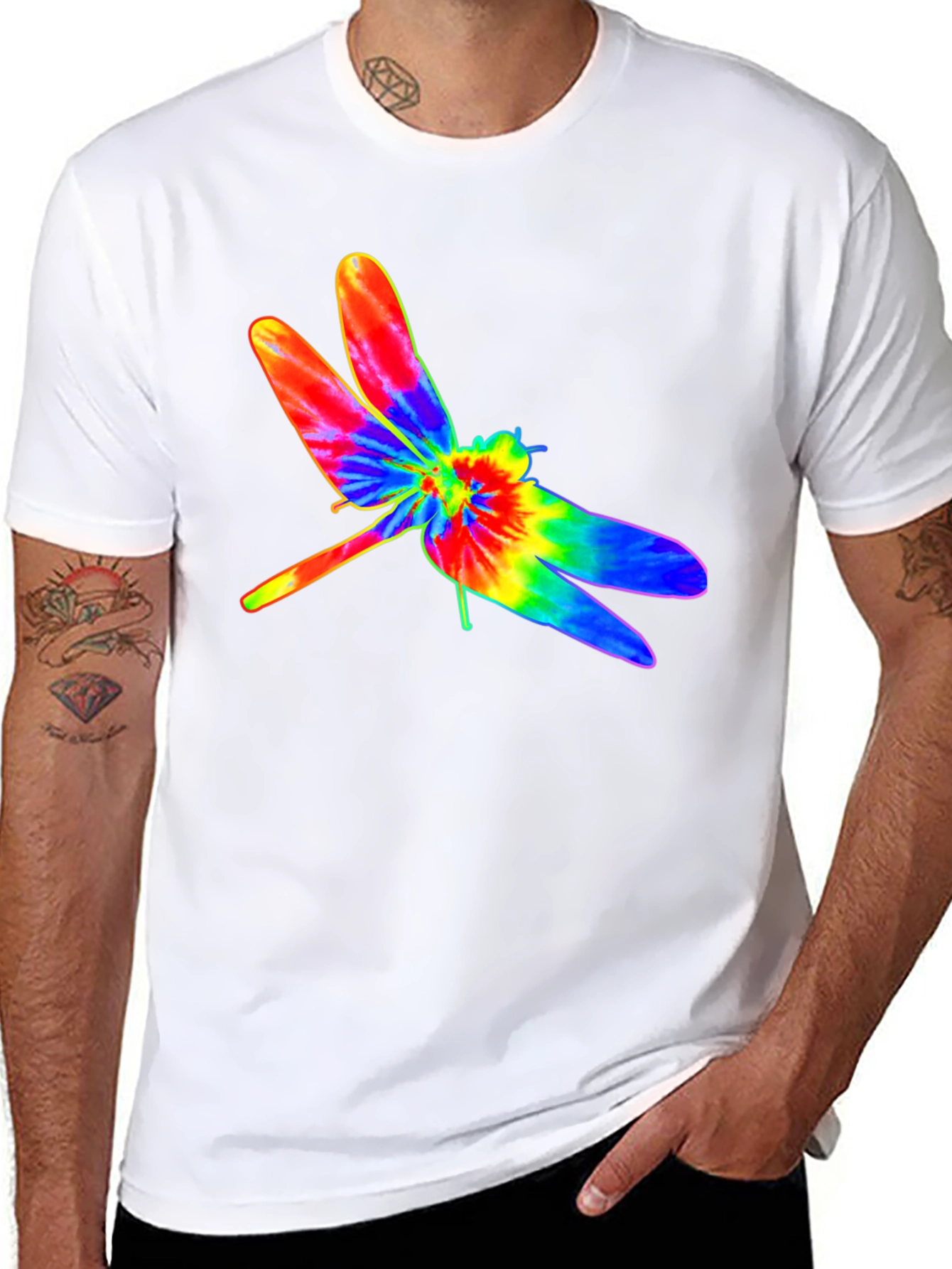 Black Tie Dye Dragonfly Graphic T-Shirt view 8