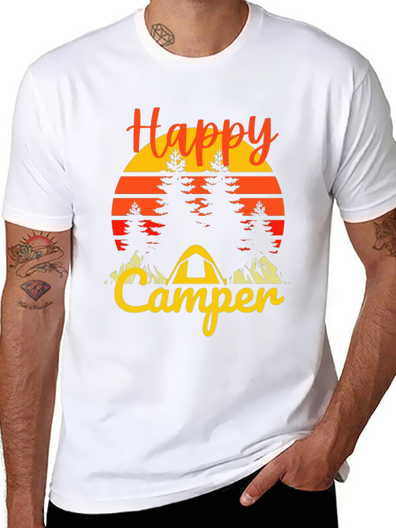 Black Happy Camper Graphic Tee - Outdoor Adventure Shirt view 8