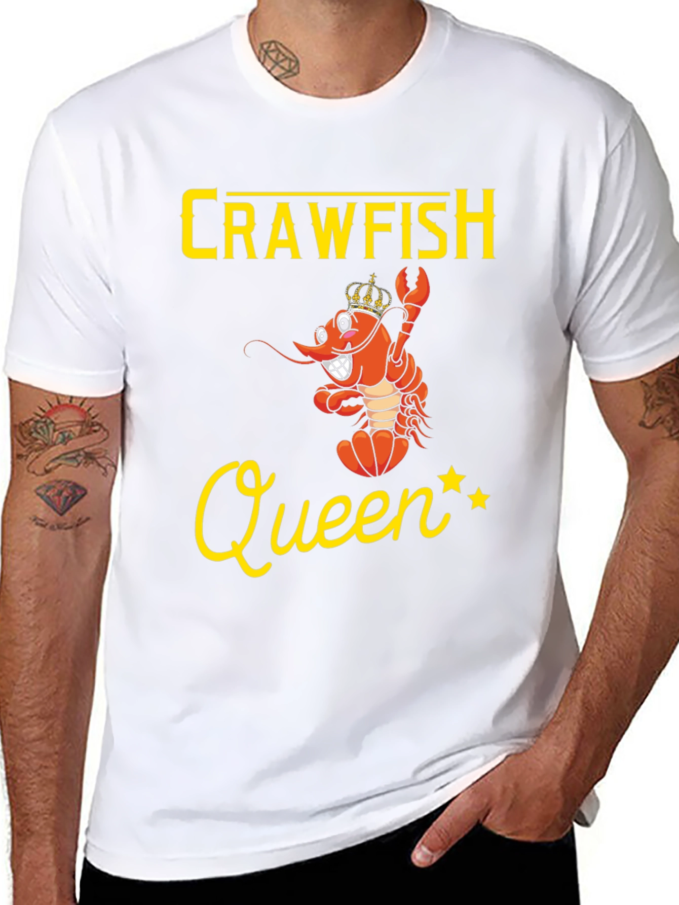 Black Crawfish Queen Graphic Tee - Funny Cajun Shirt view 8