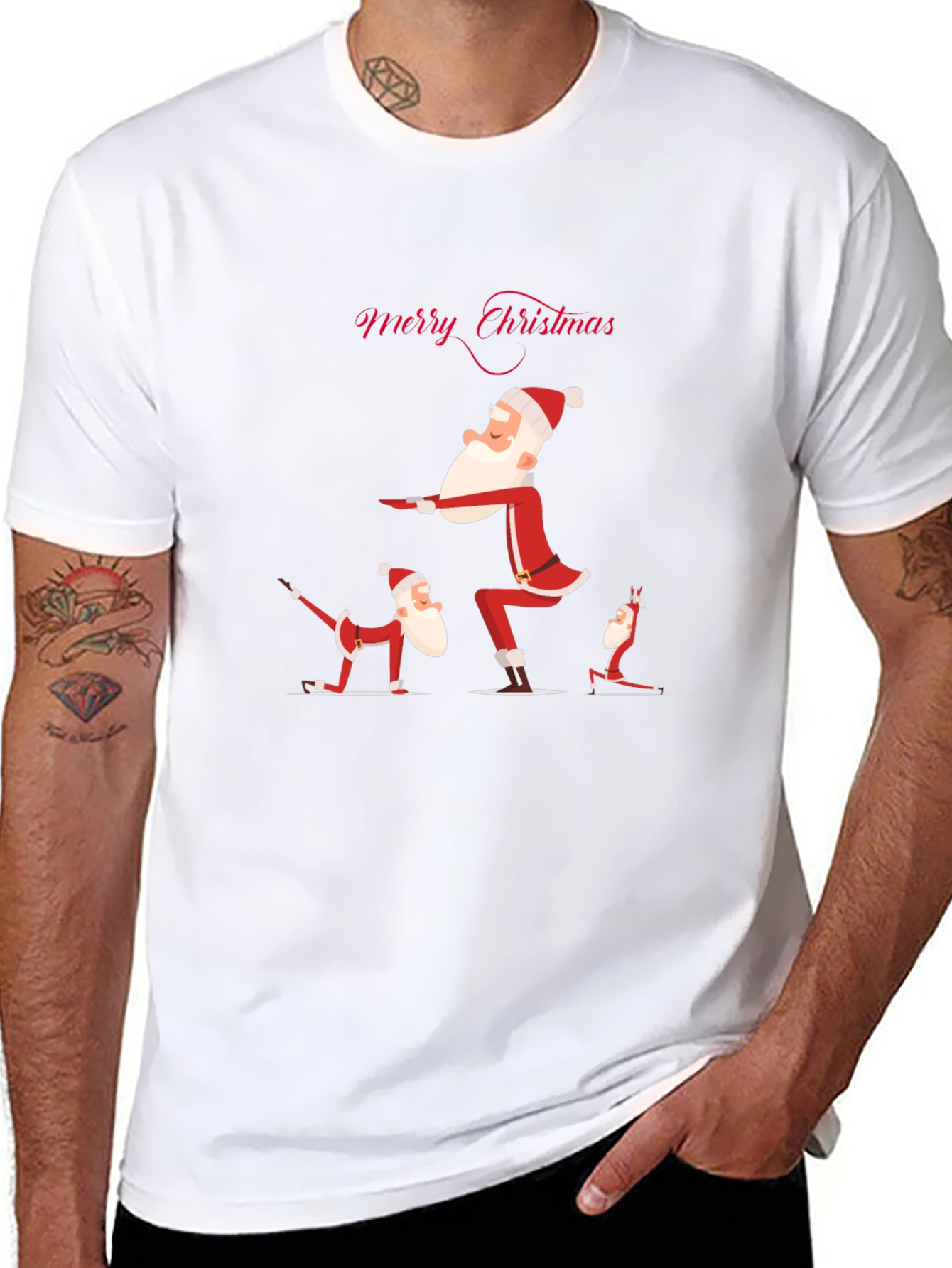 Black Yoga Santa Christmas T-Shirt view 8