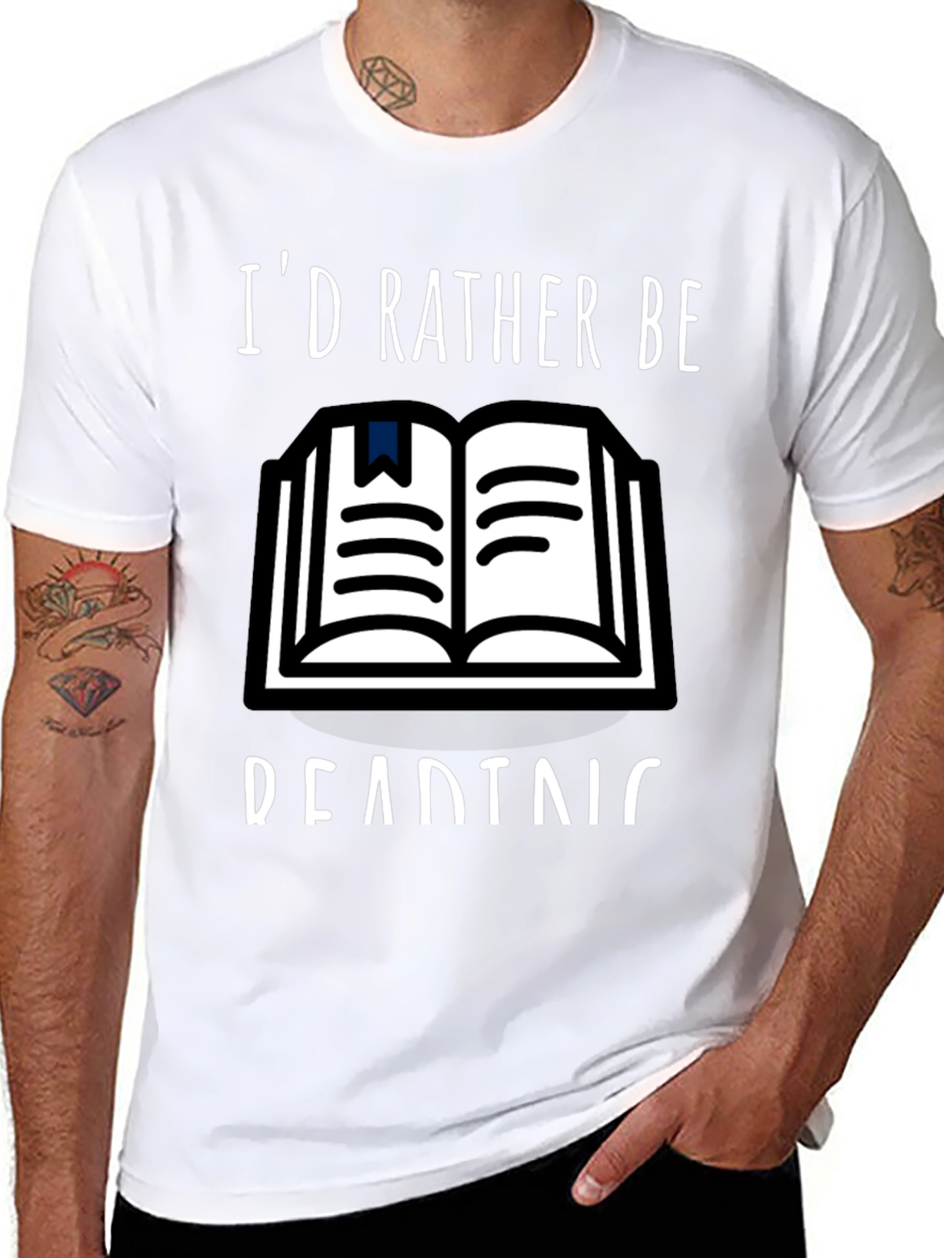Black I'd Rather Be Reading T-Shirt view 8