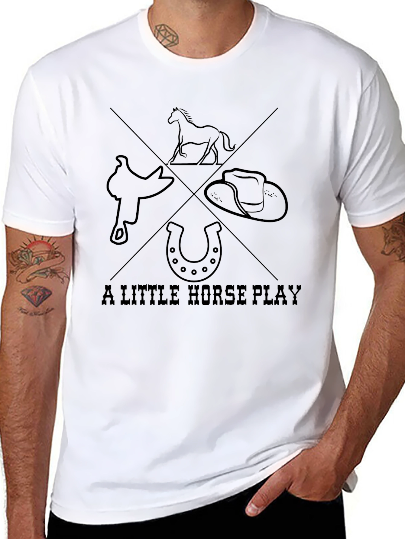 Black A Little Horse Play Graphic Tee view 8