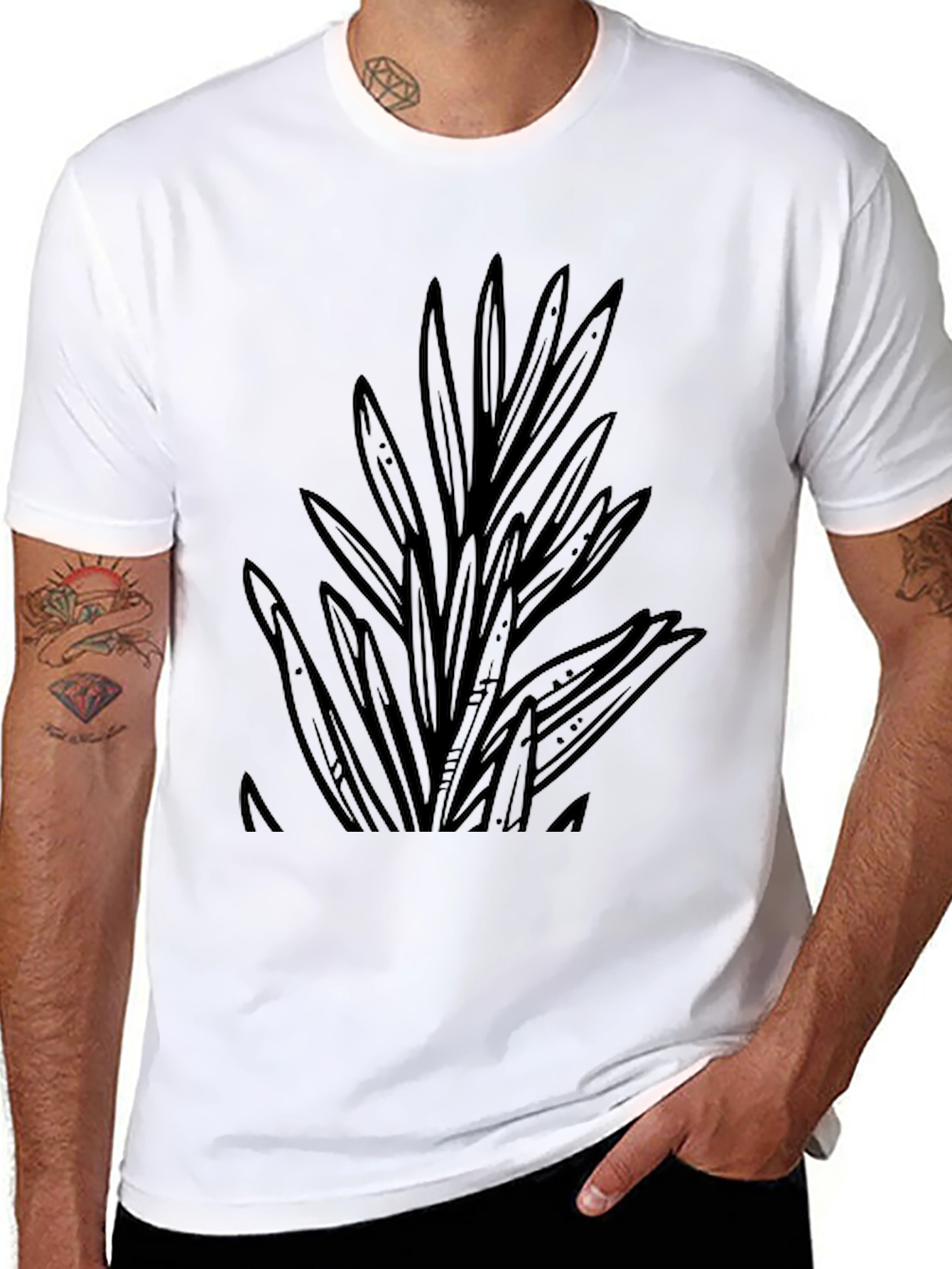 Black Black Graphic Tee - Nature Design view 8