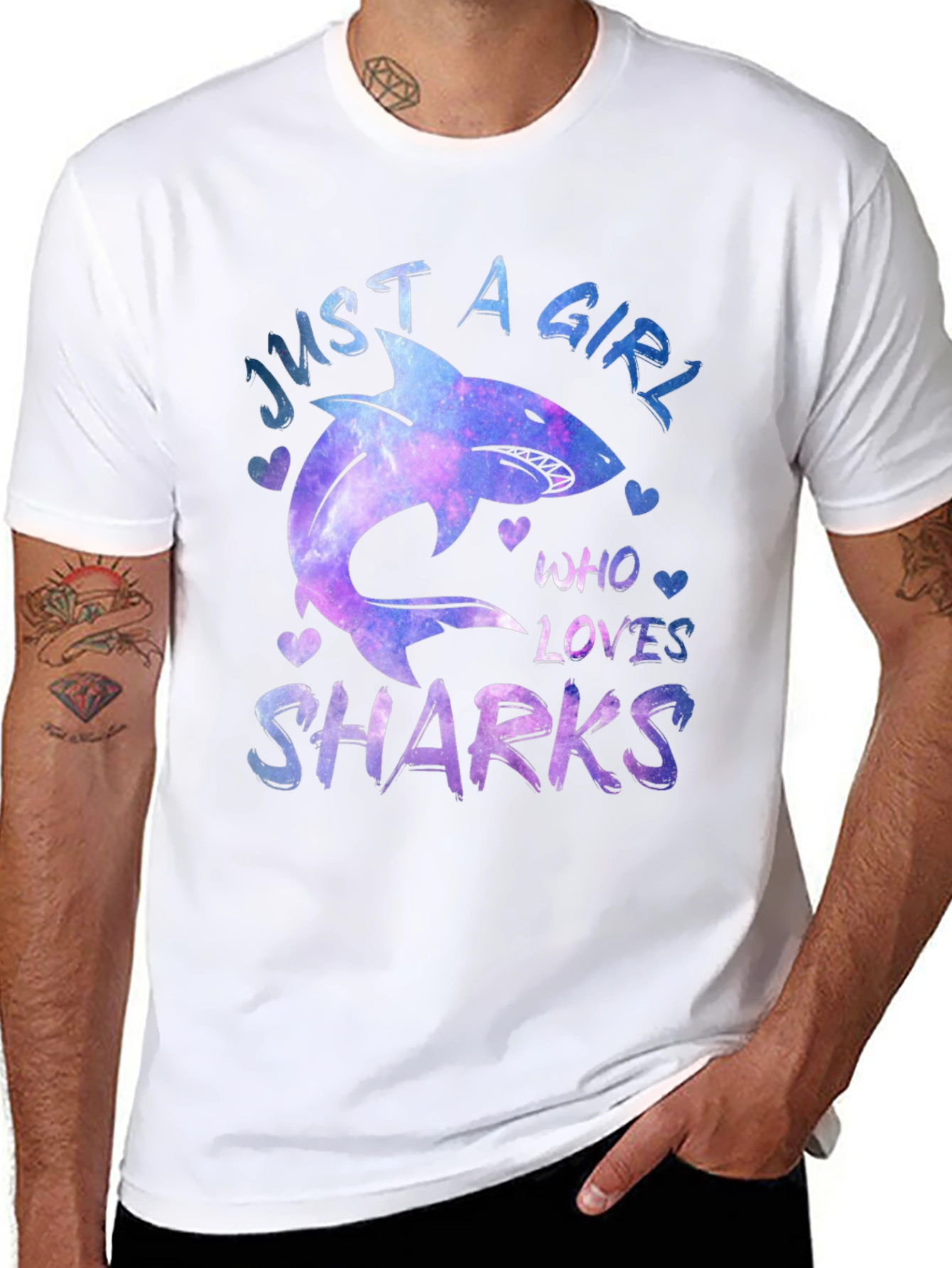 Black Just A Girl Who Loves Sharks Graphic Tee view 8