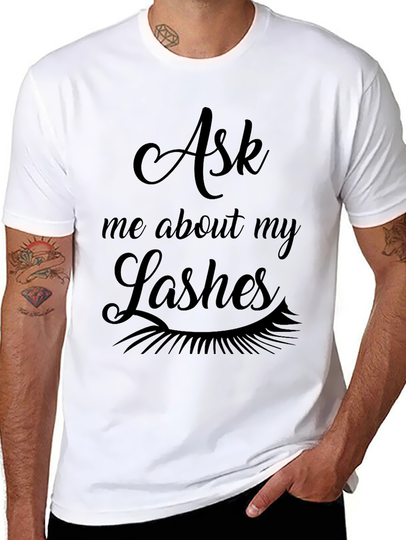 Black Ask Me About My Lashes Graphic Tee - Black view 8