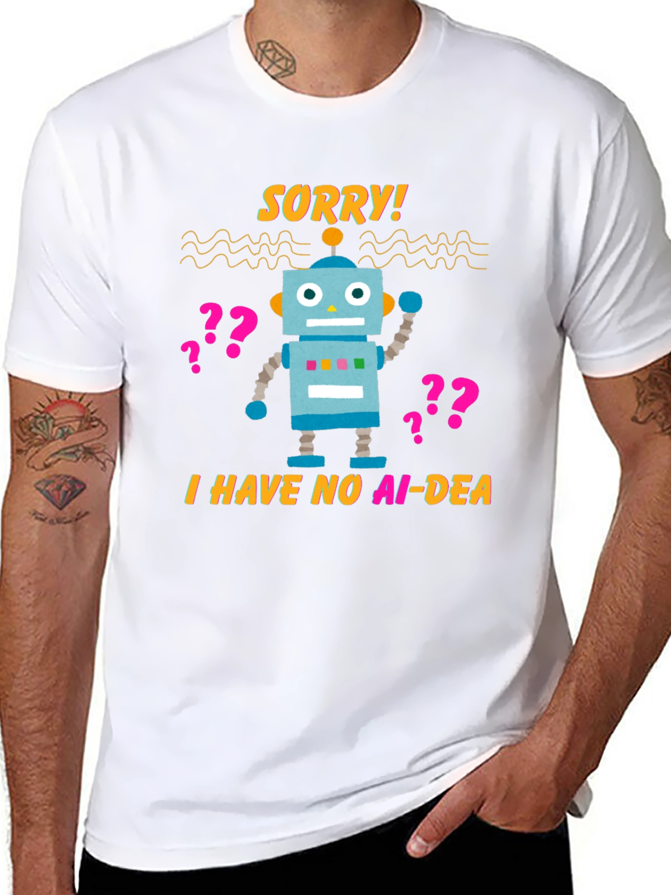 Black AI-DEA Robot T-Shirt view 8