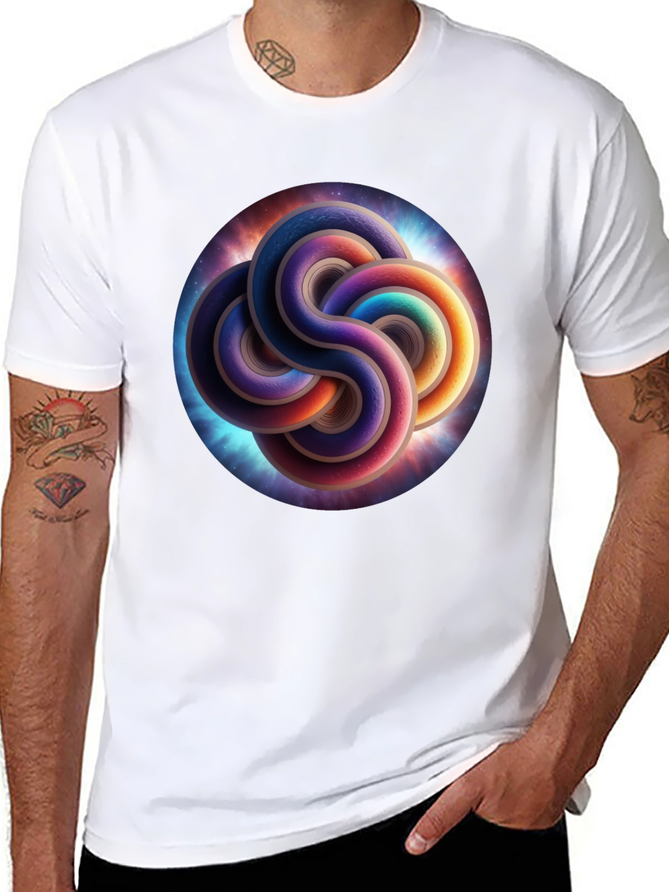 Black Cosmic Knot T-Shirt - Black, Unique Design view 8