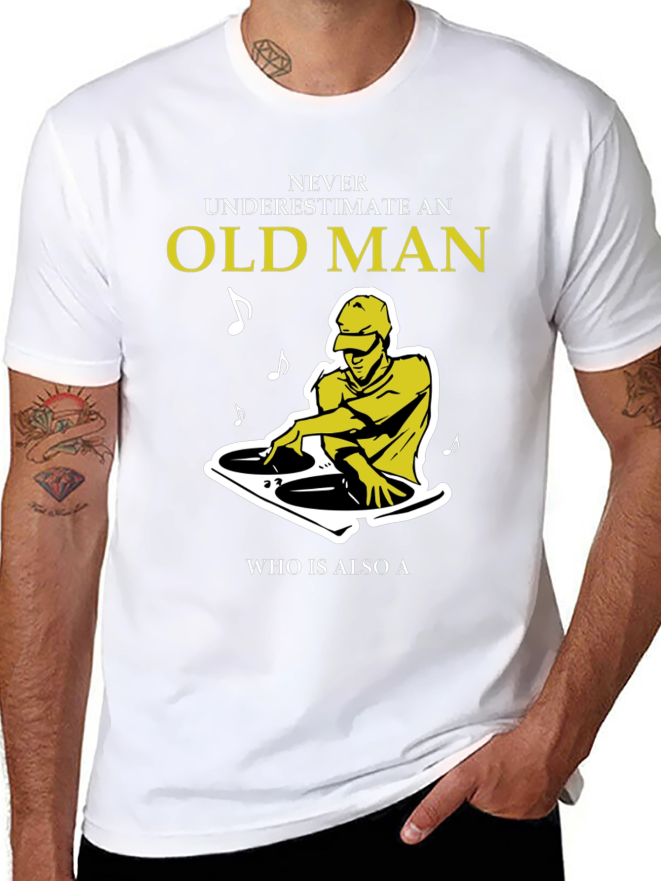 Black DJ Old Man Graphic Tee - Never Underestimate Him view 8