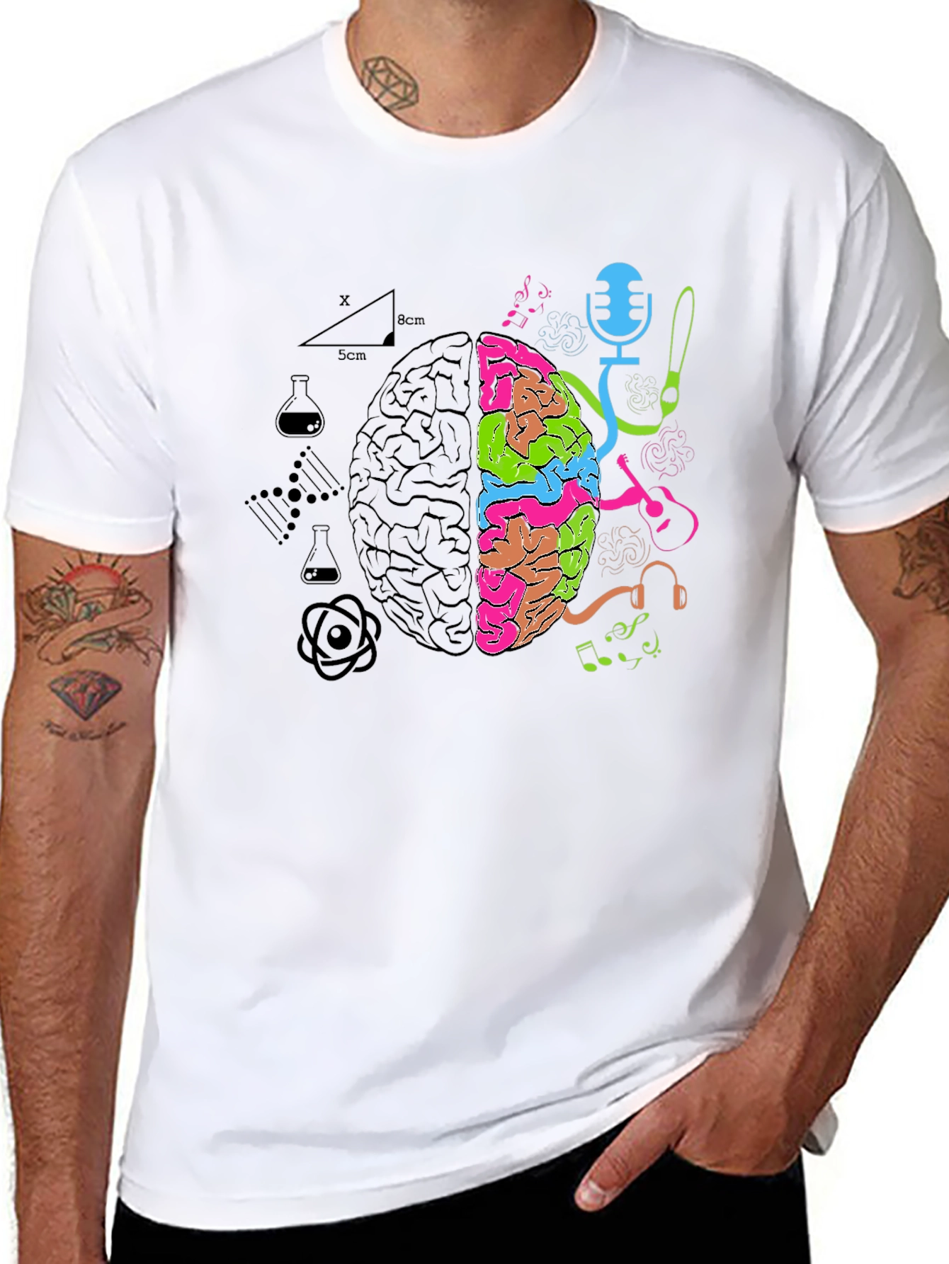 Black Brain Art vs Science T-Shirt view 8