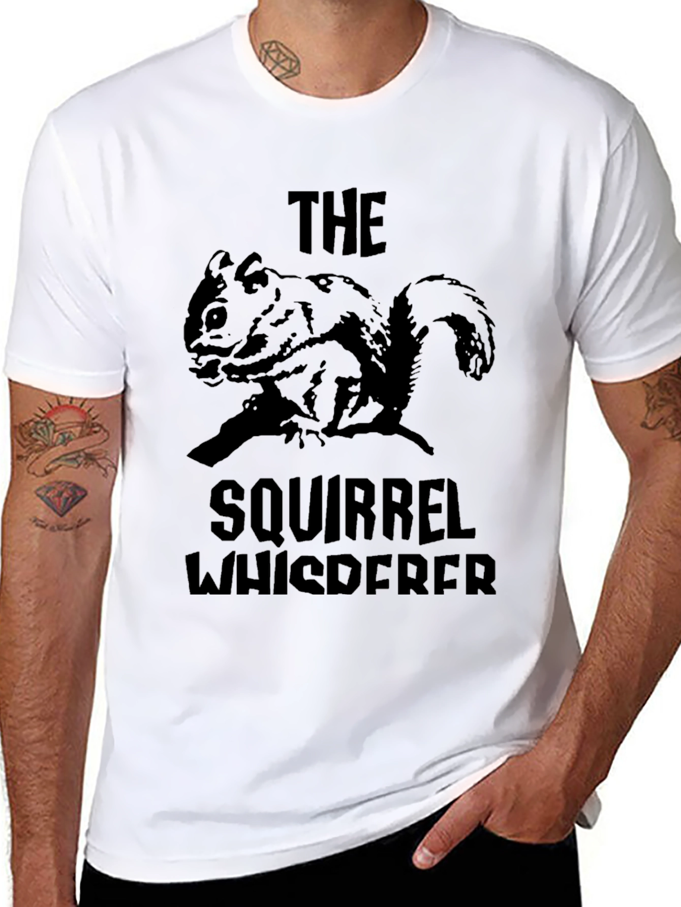 Black Squirrel Whisperer Black T-Shirt view 8